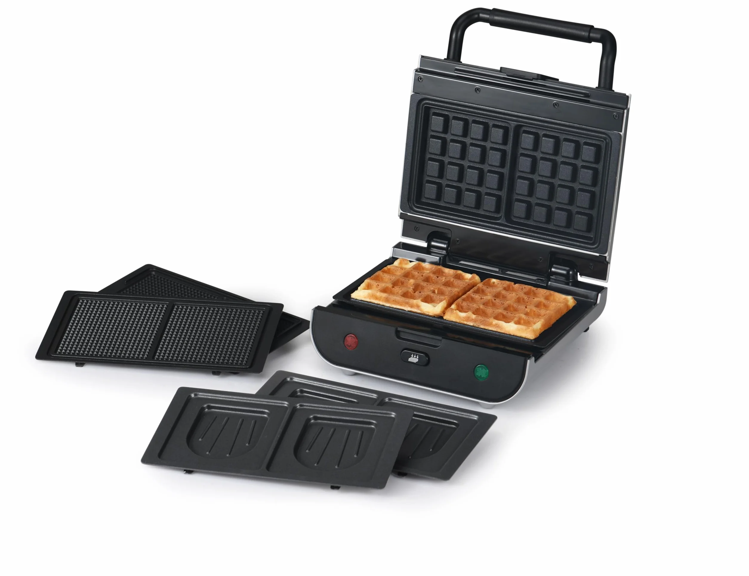 SENYA - Aparato para gofres, obleas y croques, 3 placas intercambiables antiadherentes, almacenamiento vertical, fácil de limpiar