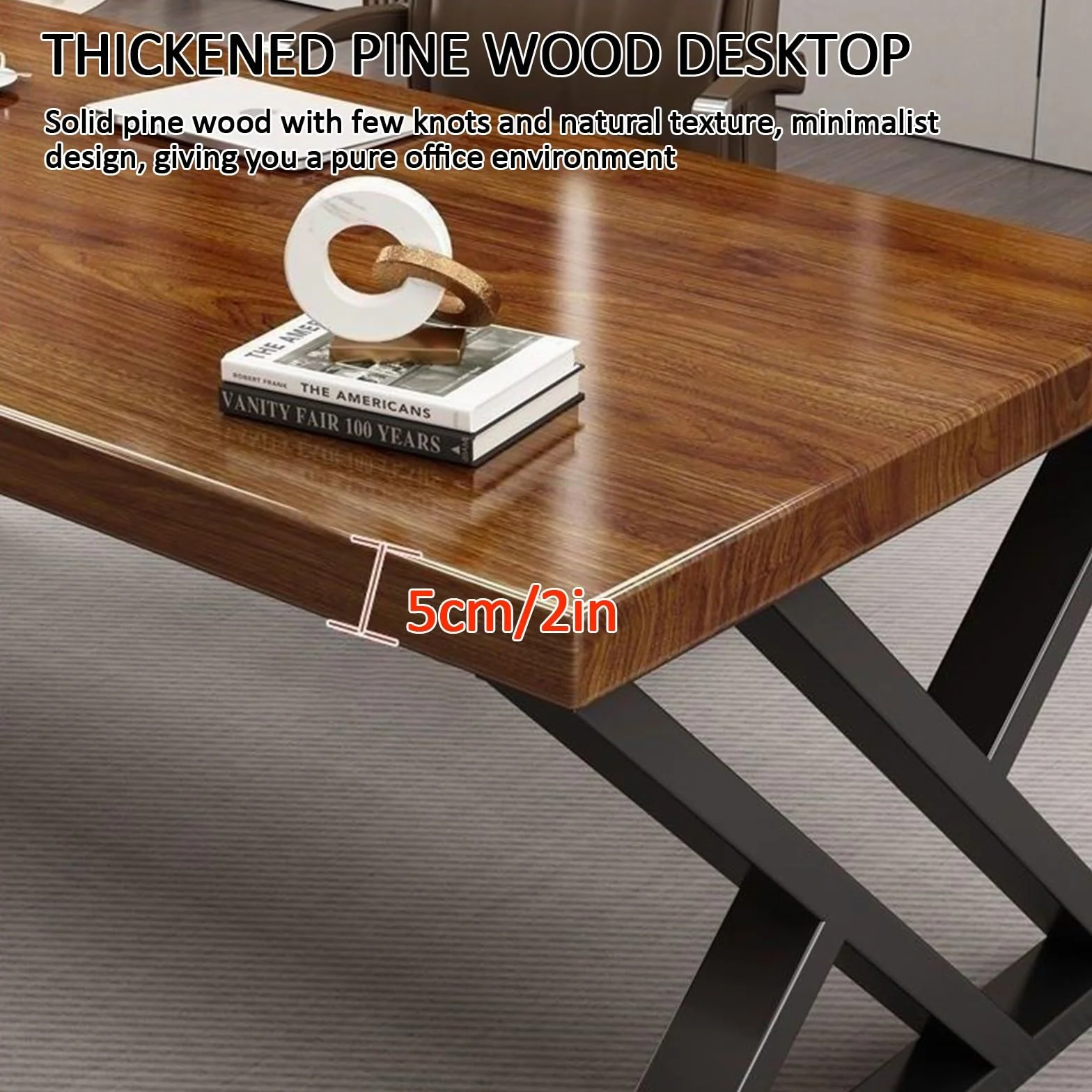 Mesa de conferencias de oficina grande, extra gruesa, marco de metal resistente, ideal para reuniones y entrenamiento, asientos de 4 a 8 personas, diseño moderno para espacios profesionales