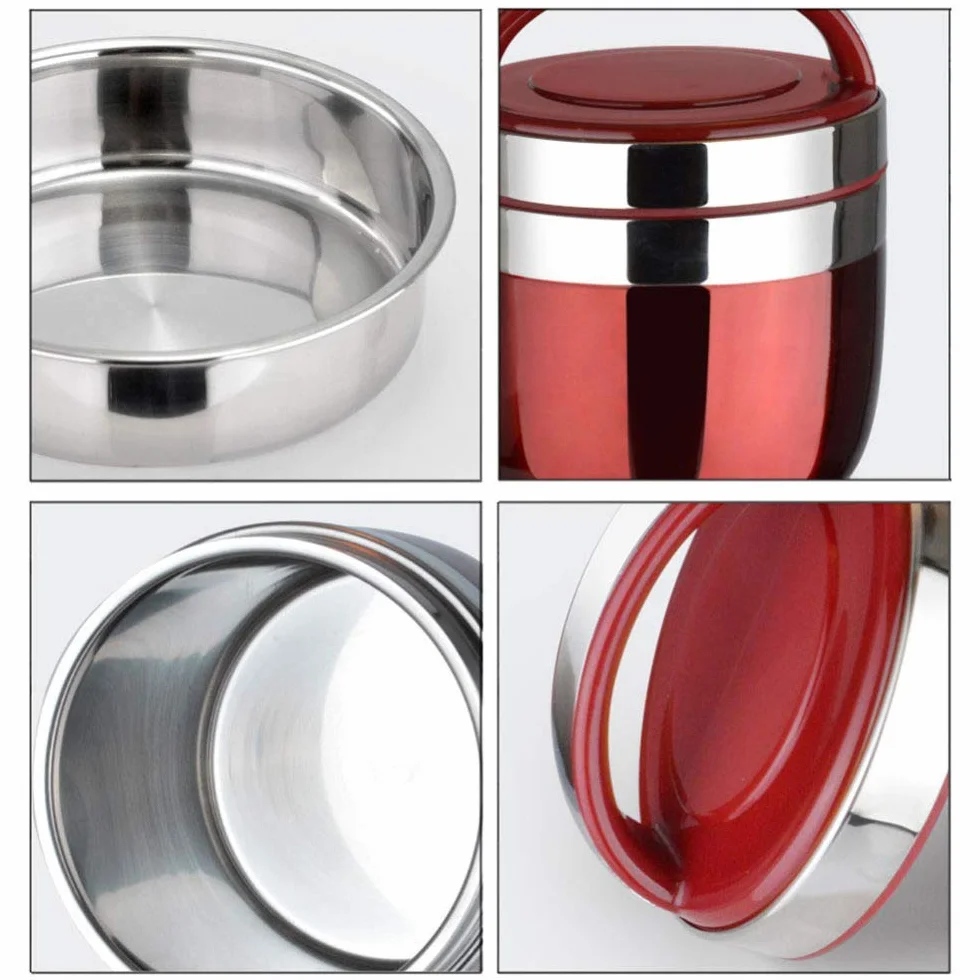 PLMKO Recipiente térmico para alimentos, recipiente térmico de acero inoxidable, fiambrera con asa, 2 capas, calidad alimentaria, fiambrera de gran capacidad (lila 1 2 L)