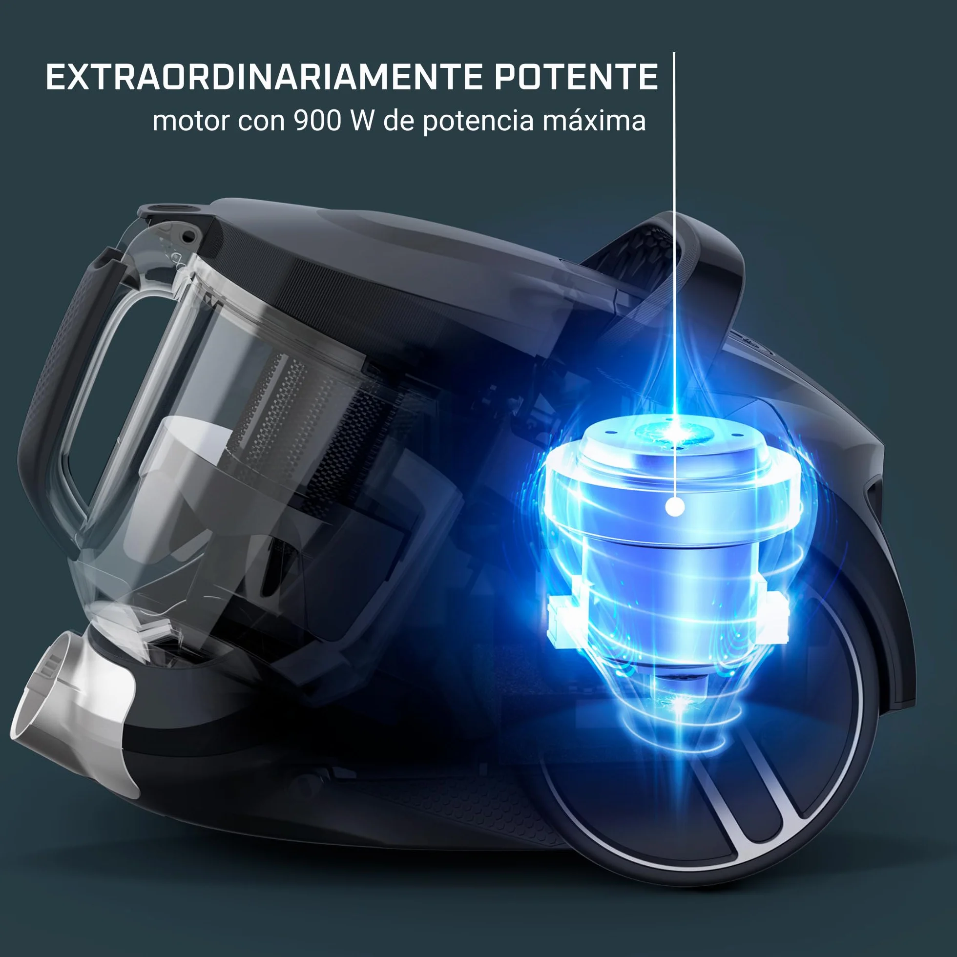 Rowenta Compact Power XXL RO4B30EA - Aspiradora sin Bolsa, Motor bajo Consumo 900 W, filtración ciclónica Avanzada 3 Niveles, depósito Extragrande 2,5 L, Compacto, Kit para parqué (Reacondicionado)