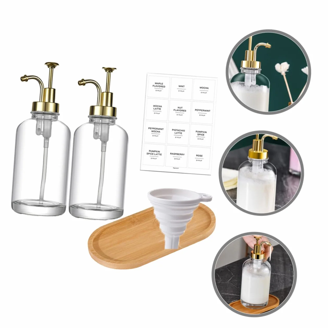 MAGICLULU Botella De Vidrio Tipo Pulsador Dispensador De Jabón De Baño 500ml Transparente Fácil De Usar