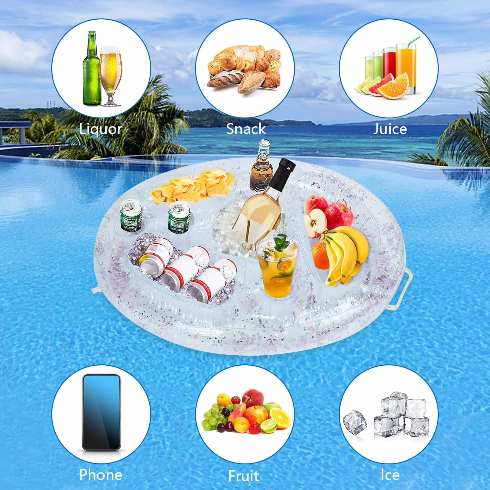 Posavasos hinchable 2 en 1 8 agujeros flotante para piscina playa fiesta