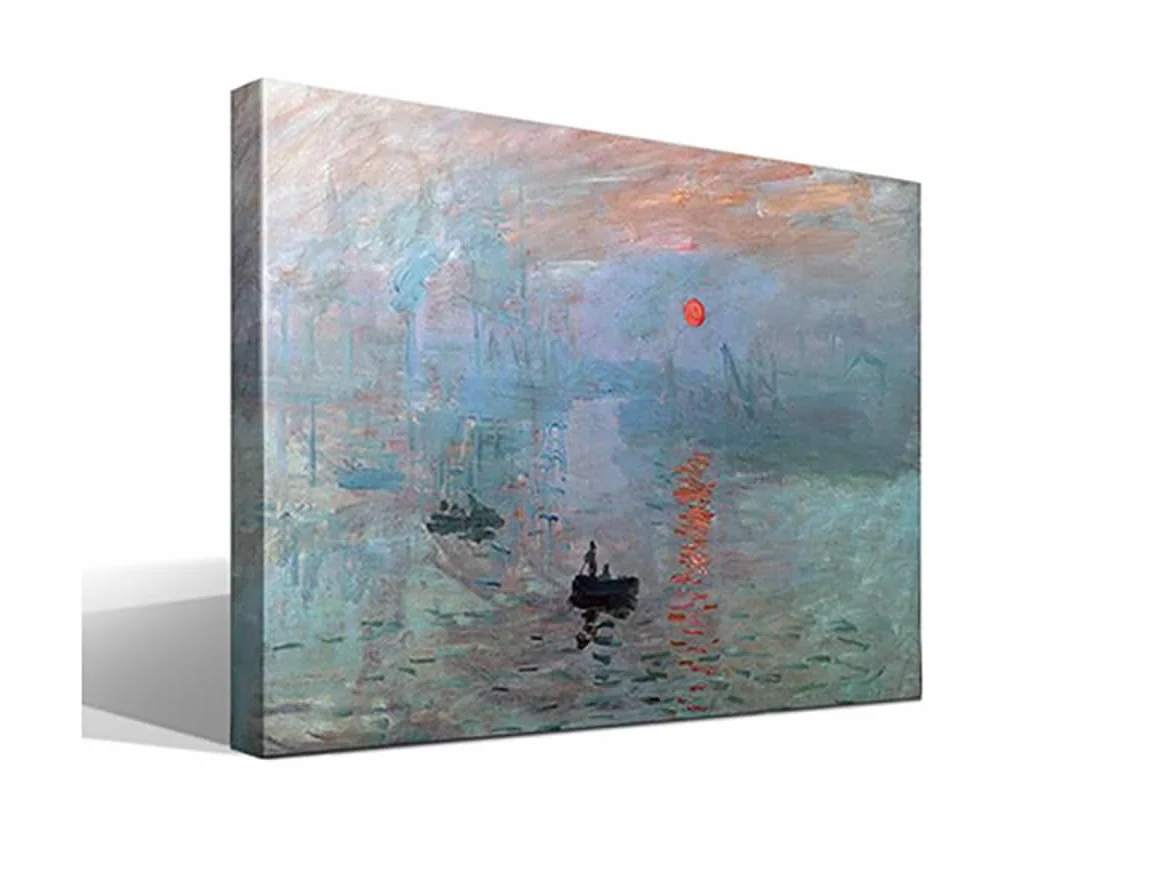 Impresion, Sol Naciente | Claude Monet | Impresionismo | Cuadro Canvas Wall Art | Impresion Giclee lienzo algodon puro | Bastidor 3cm | 55x75cm