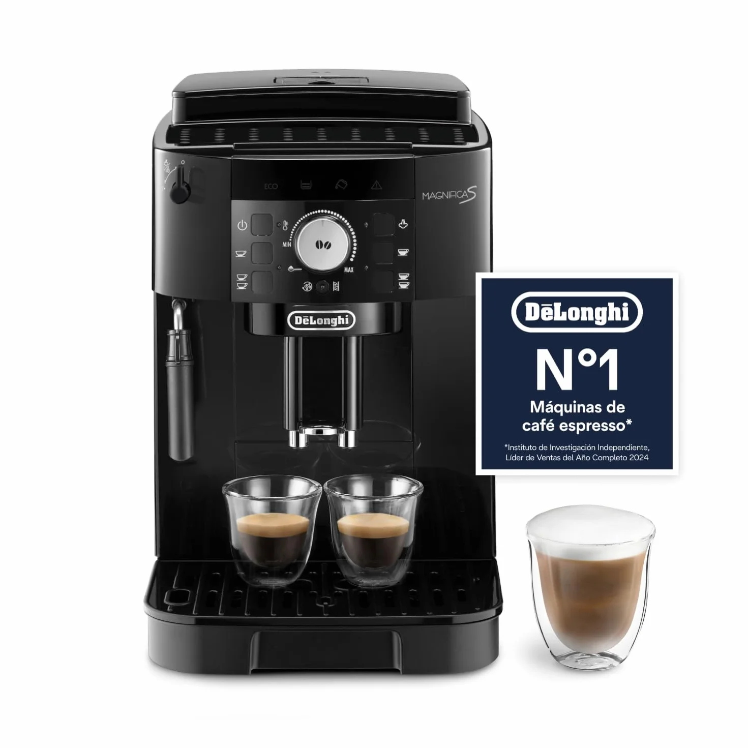 De’Longhi Magnifica S – Perfetto Cafetera Superautomática, Espumador de Leche manual, Espresso y Cappuccino, Panel de Control con Botones, Negro (ECAM11.112.B)
