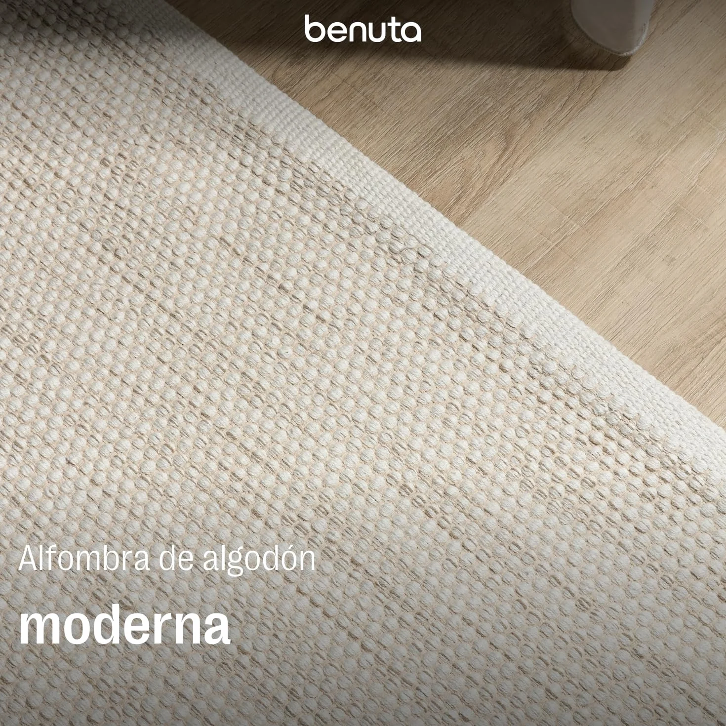 Alfombra Algodón Ron Crema 200x290 cm 100% Tejida a Mano - benuta Basic