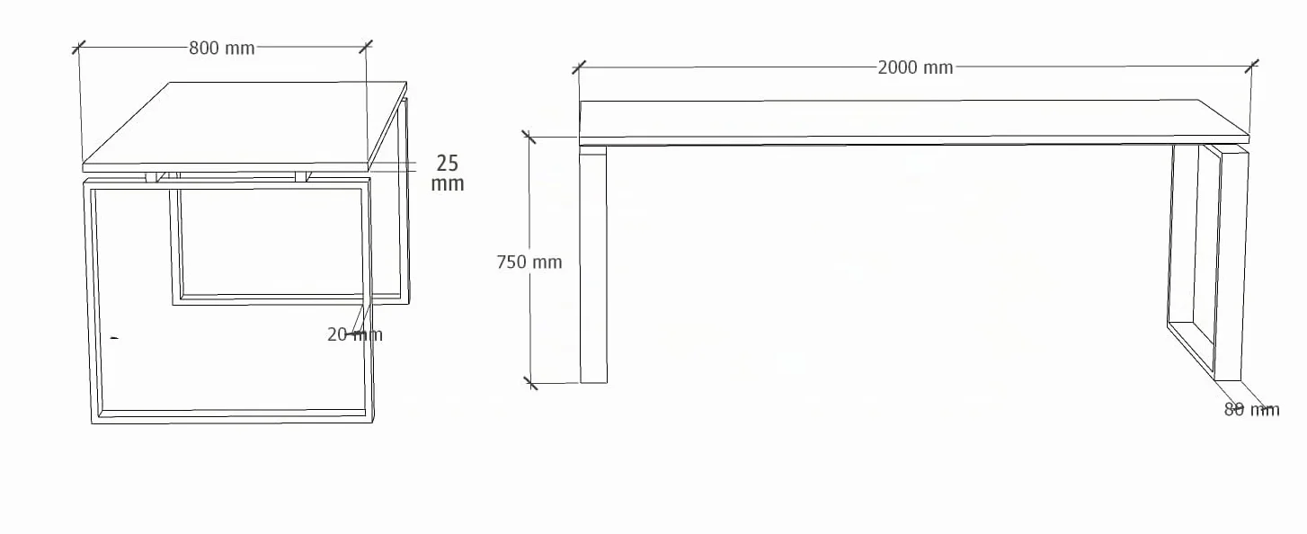 Mesa de Oficina con Estructura de Marco Cerrado Negro, para teletrabajo, despachos, Sala de Estudios y Ordenadores. con Gran amplitud para Dar más Comodidad. (Roble, 200x80)