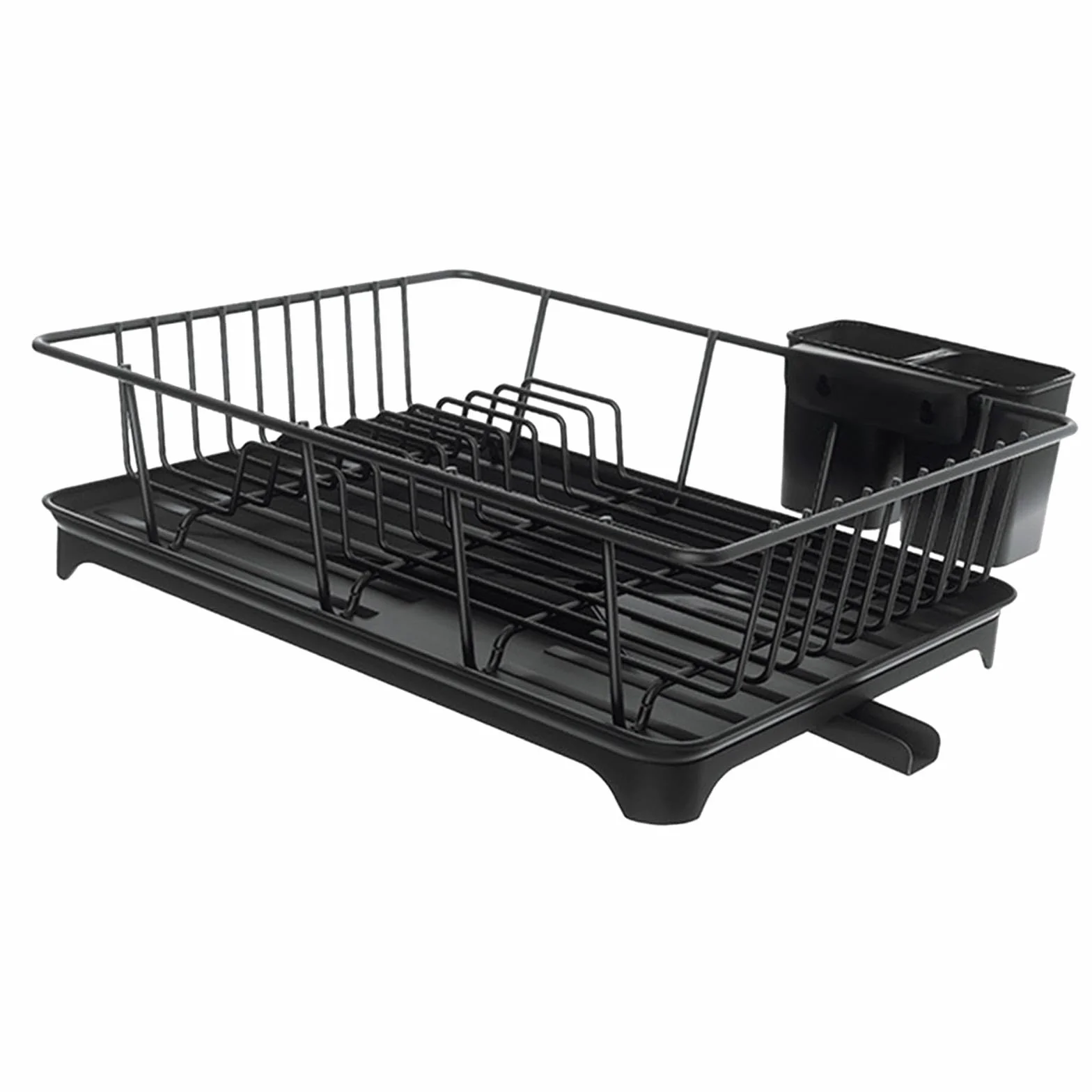 Escurridor de Platos para Encimera de Cocina, Escurridor de Platos, Organizador Multiusos Que Ahorra Espacio, Portavasos con, Negro, Individual