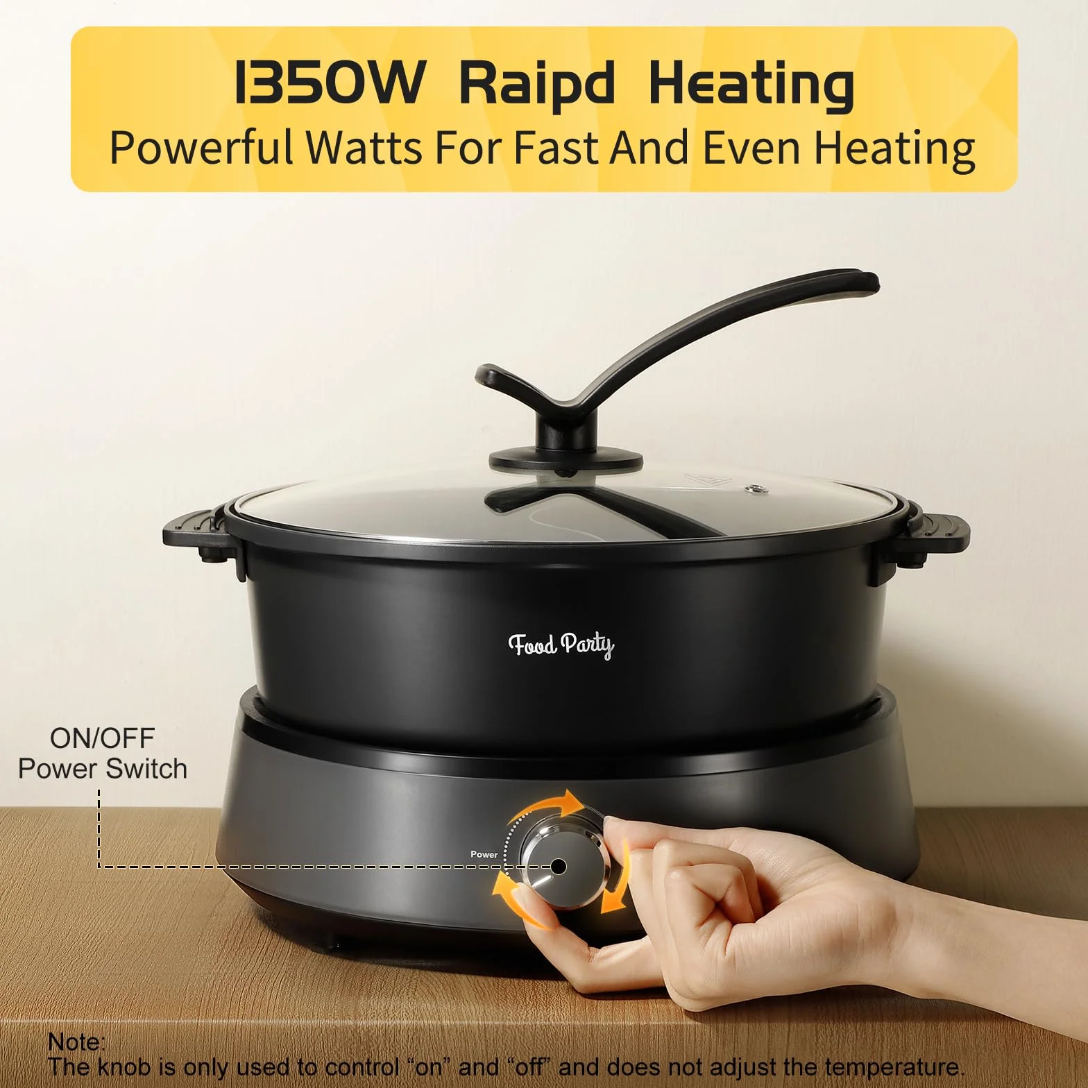 Food Party Olla Hot Pot Eléctrico 4L Separable 220V 1350W Fondue Shabu Shabu