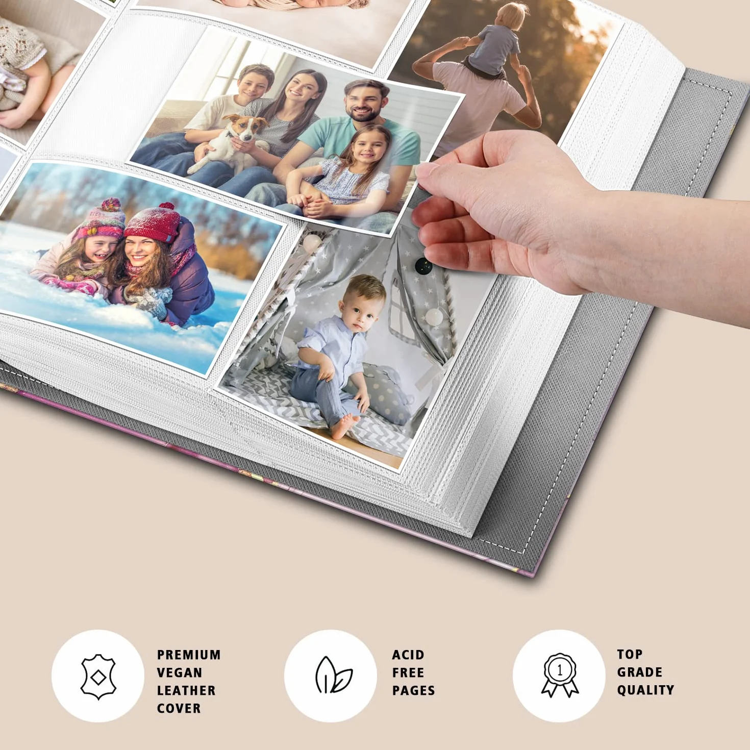 Fintie Álbum de fotos de 4 x 6 pulgadas, 300 bolsillos de gran capacidad, piel vegana de alta calidad, funda para libro de fotos familiar, boda, aniversario, bebé, vacaciones, mármol de ensueño