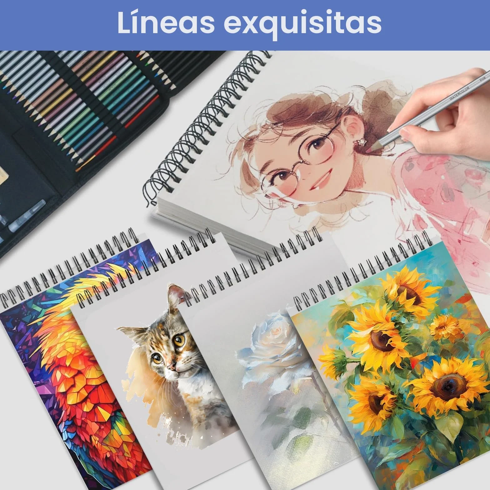 Cuadernos de Bocetos A4 120 Páginas Bloc de Dibujo Cartón Duradero