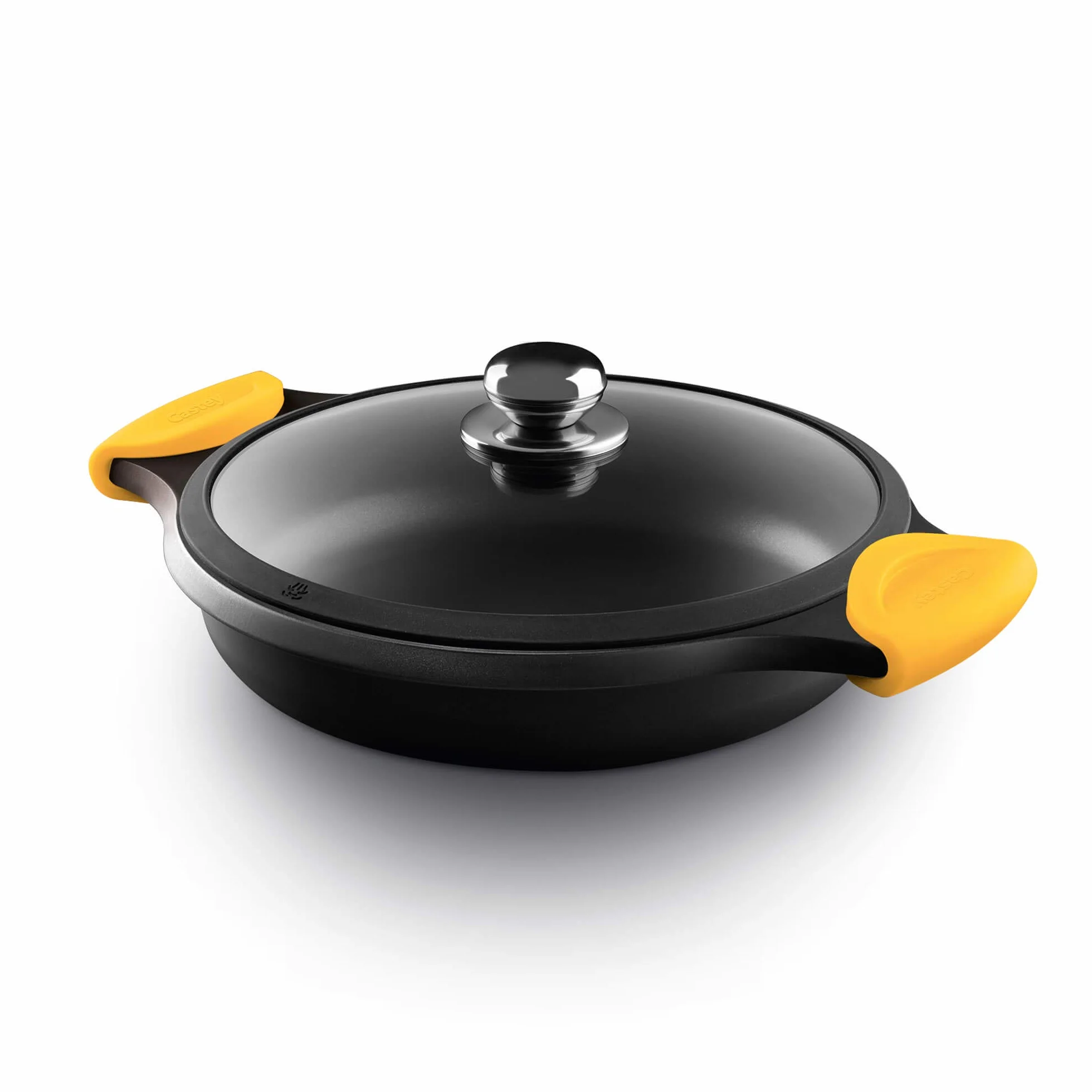 CASTEY - Cacerola Baja de Inducción, 28 cm, Modelo R28, Aluminio, con Tapa, Revestimiento Antiadherente, Distribuye de Forma Homogénea el Calor, Resistente y Duradera, Libre de PFOA