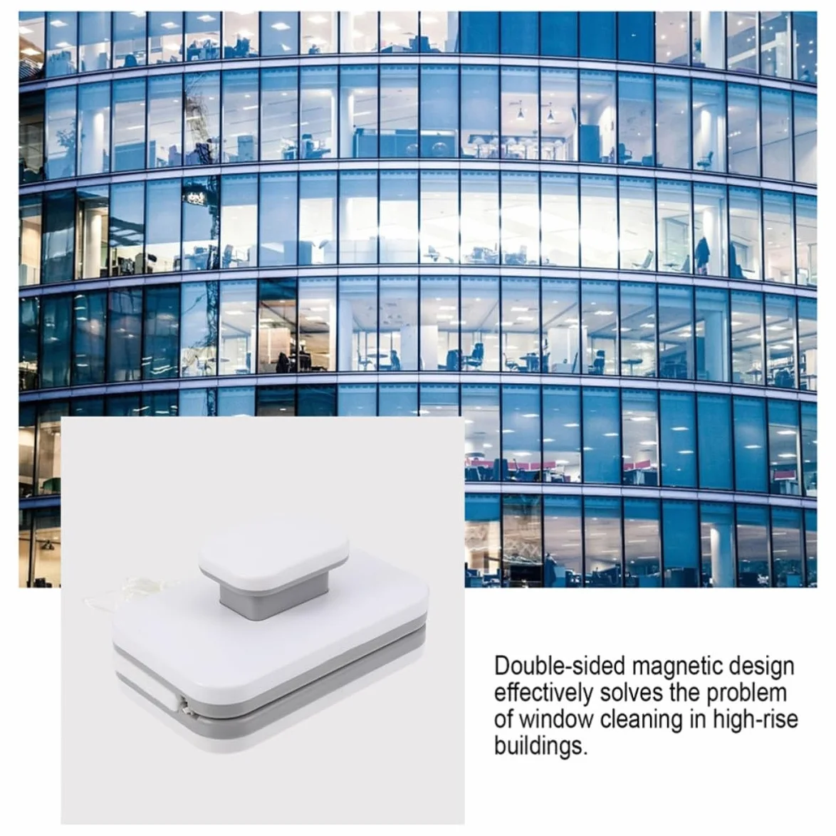 EXCEART Limpiador Magnético de Ventanas Doble Cara Herramienta Resistente con Mango Cómodo y Cordón de Seguridad Paño Absorbente y Duradera para Limpieza Eficaz Vidrio Uso Doméstico