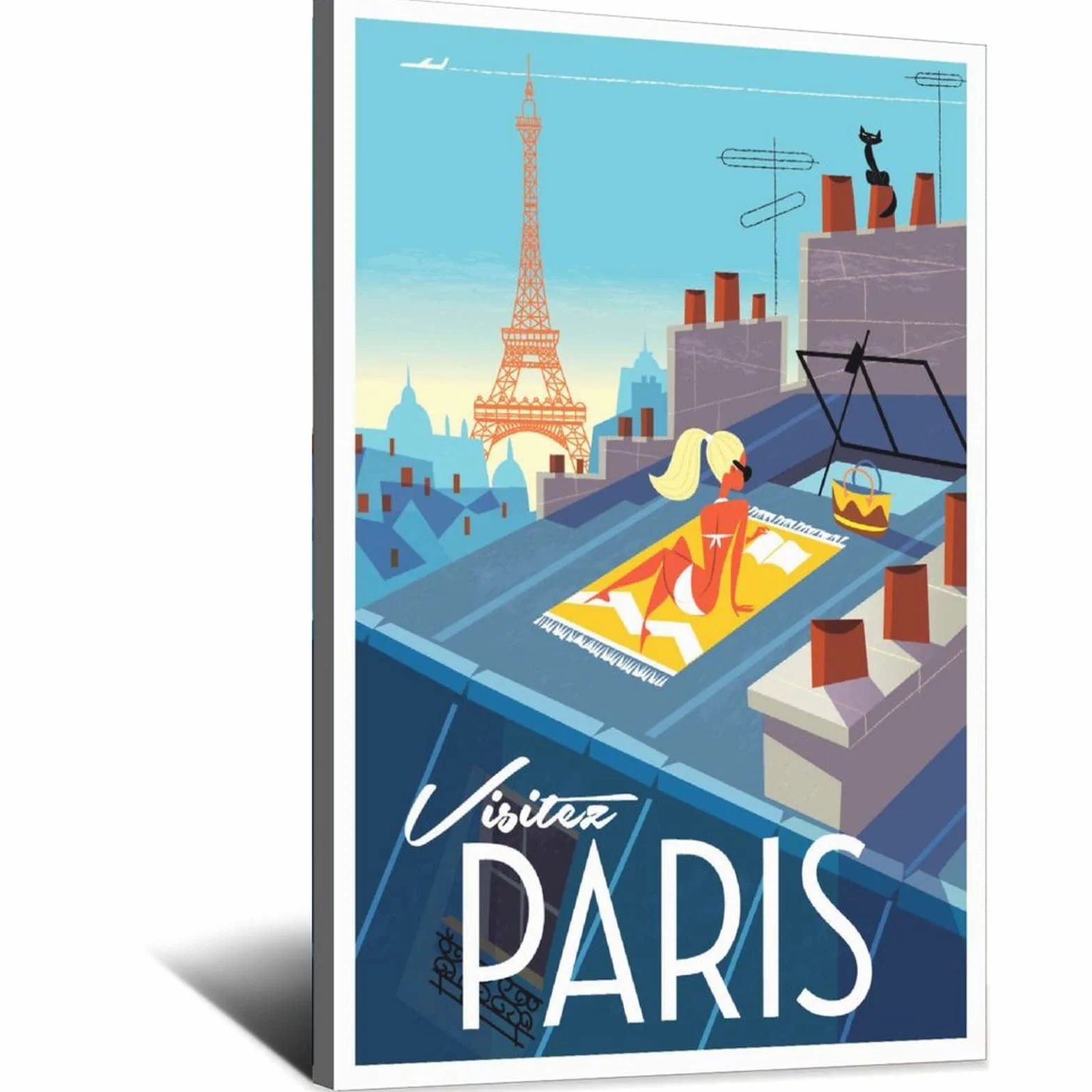 RONGCHENG Póster de viaje vintage de París, para decoración de pared de la habitación del hogar, póster impreso, pintura de regalo