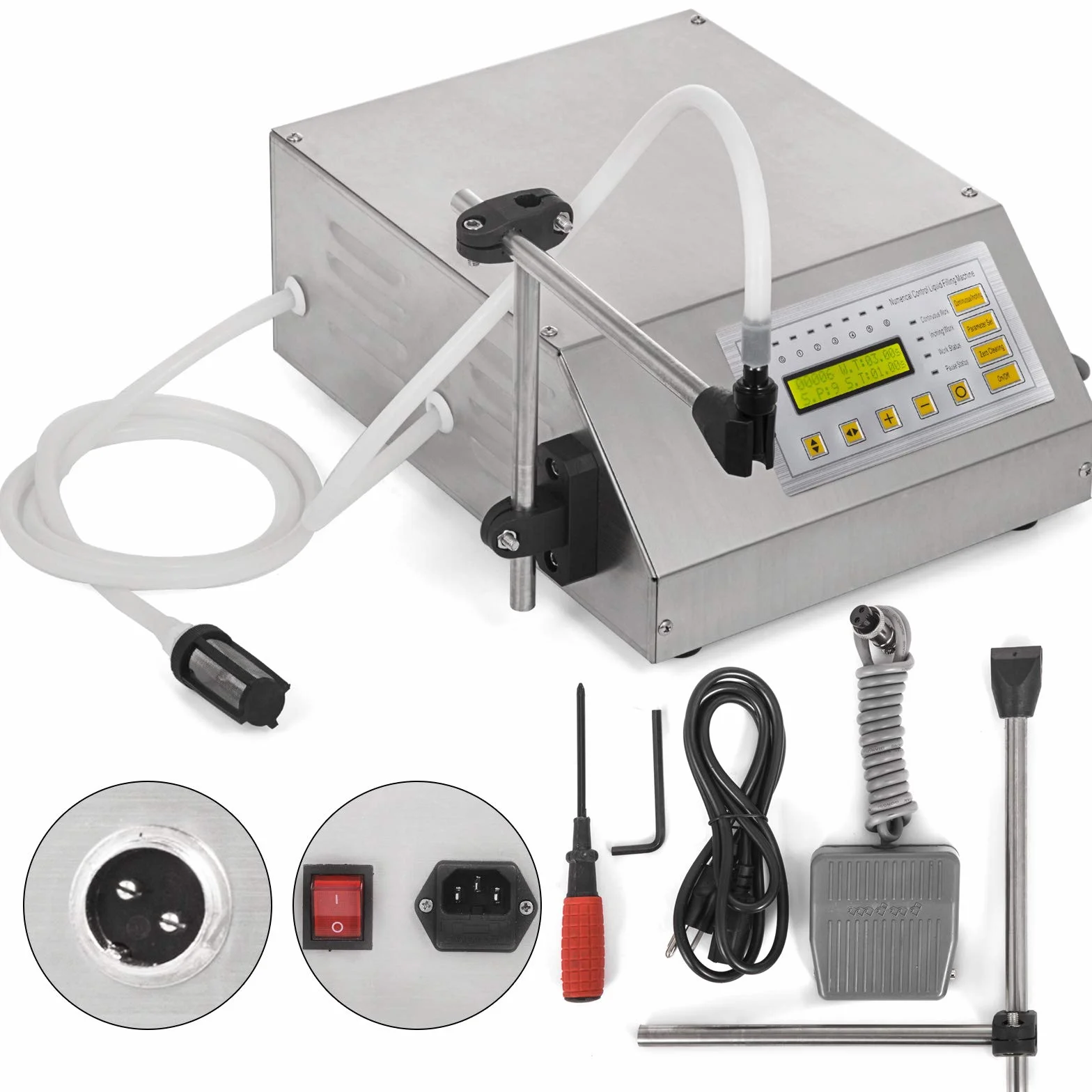 Hodoy Máquina de Llenado de Líquidos de 2ML-3500ML GFK-160, Llenadora de Botellas Modelo Actualizado, Embotelladora Automática, con Pantalla LCD, Llenadora de Líquidos, Bomba de Control Digital