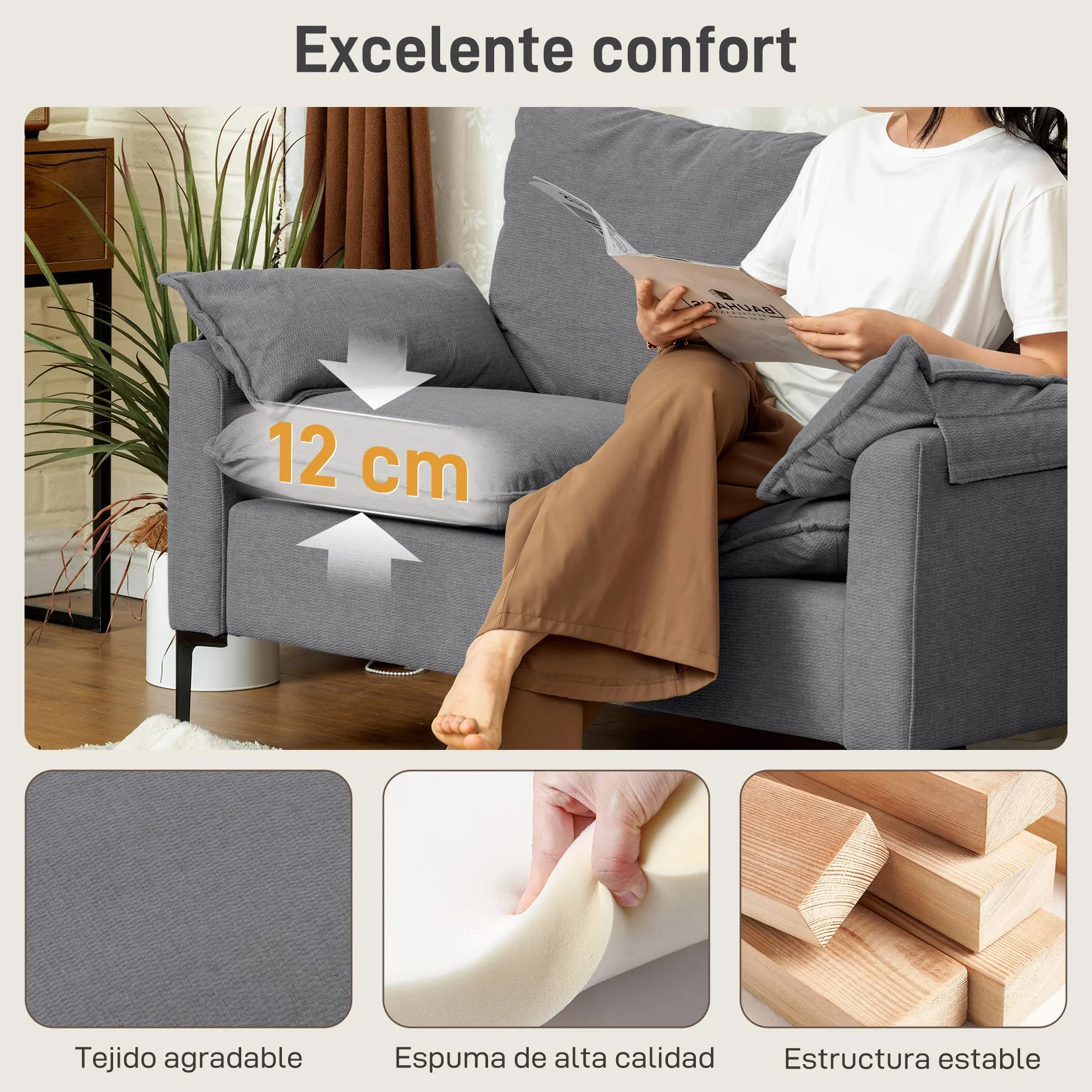 HOMCOM Sofá de 2 Plazas, Tapizado en Terciopelo, Sofá Moderno con Patas de Metal, Reposabrazos Acolchado, para Salón, Dormitorio, Oficina, Sala de Estar, 130x77x84 cm, Gris