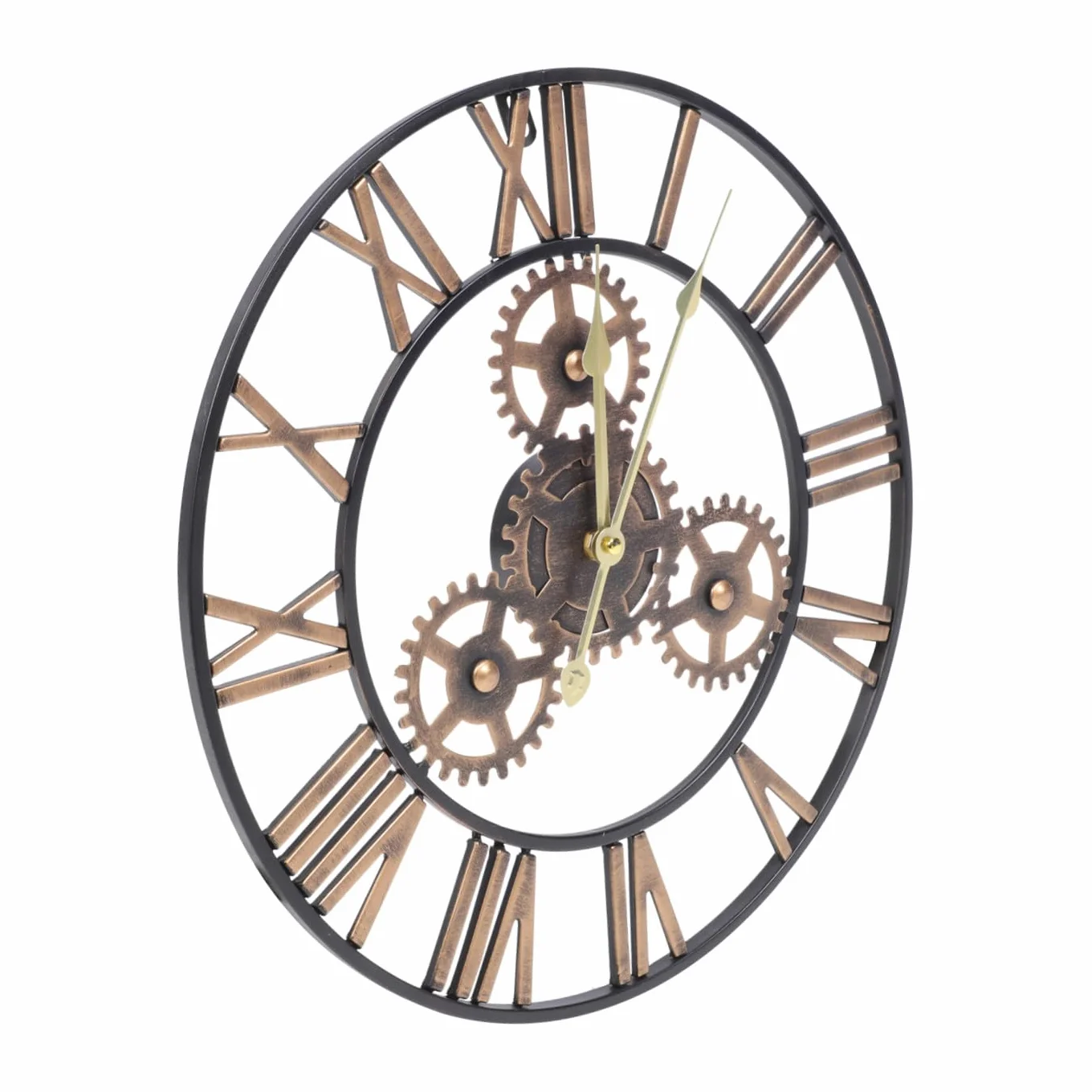 Reloj de Pared Vintage de Estilo Industrial, Reloj Decorativo de Hierro Redondo para Sala de Estar