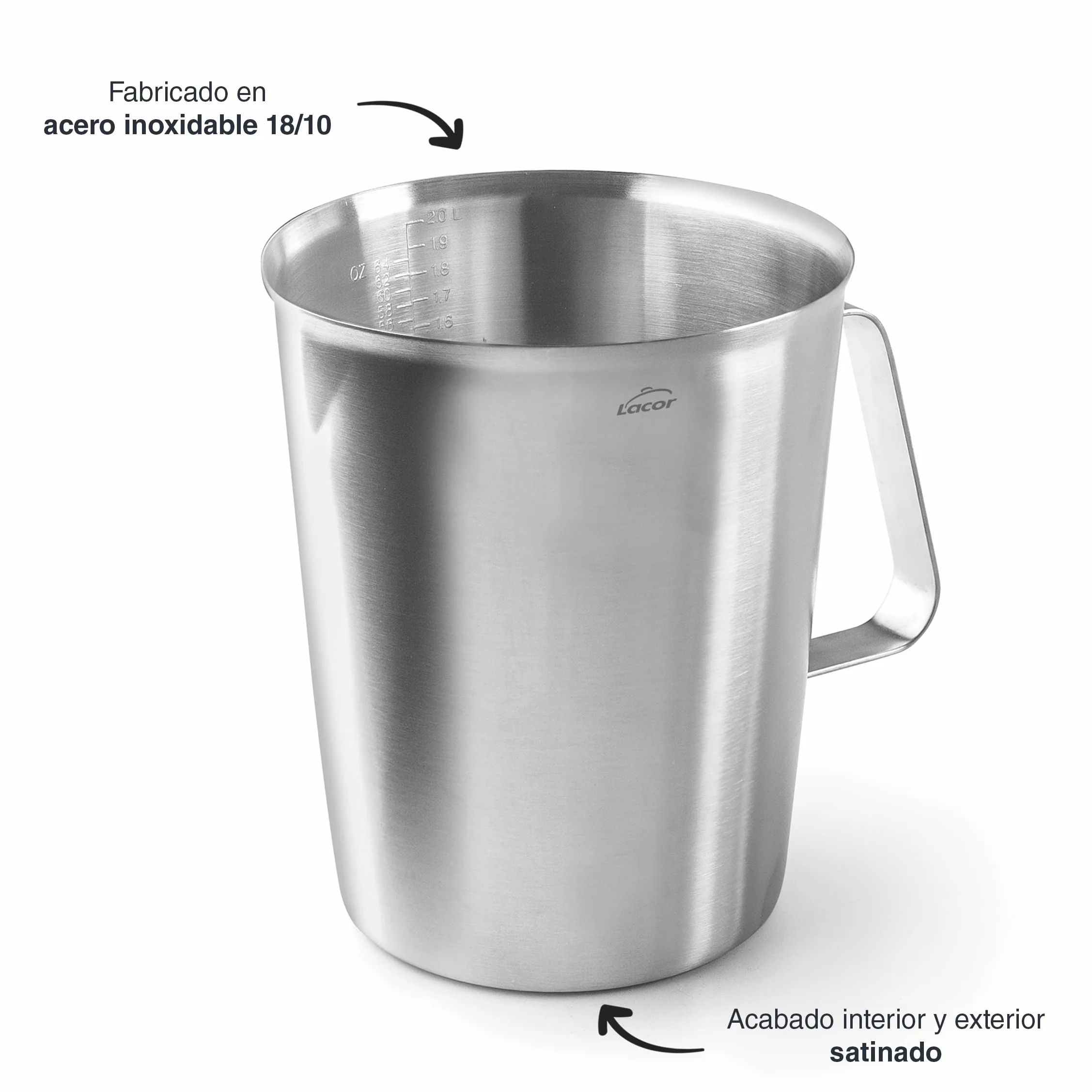 Lacor Jarra Medidora Acero Inoxidable 2 L 15 cm