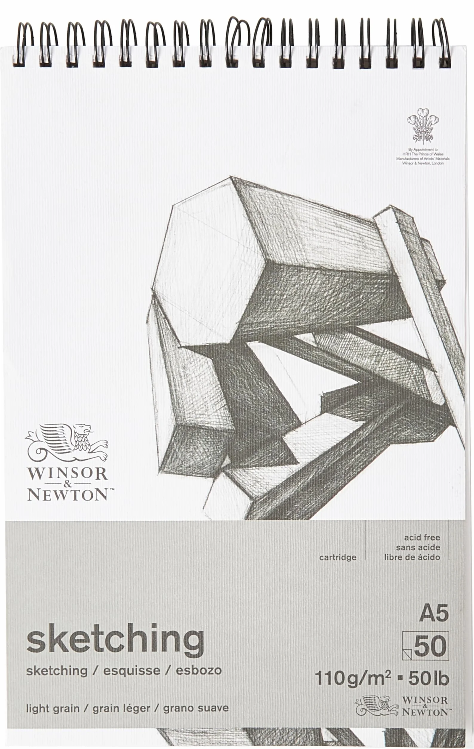 Winsor & Newton Bloc de Papel de Esbozo Espiral Extra Blanco 110g A5 50 Hojas