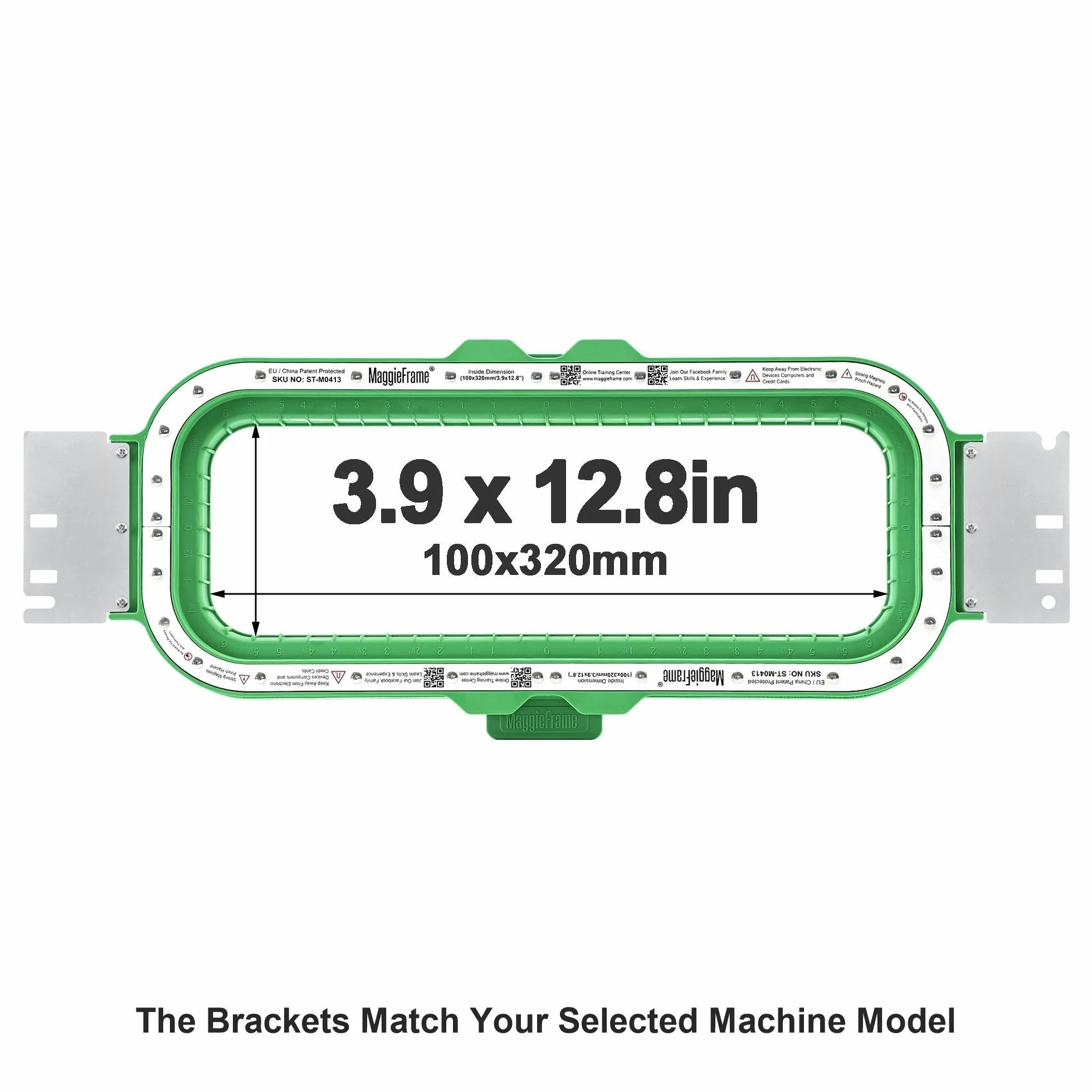 Brewland Bastidor de bordado magnético 100x320mm para Melco SUMMIT EMT16 X | Compatible con Melco Amaya, EMT16; 3.9x12.8inch