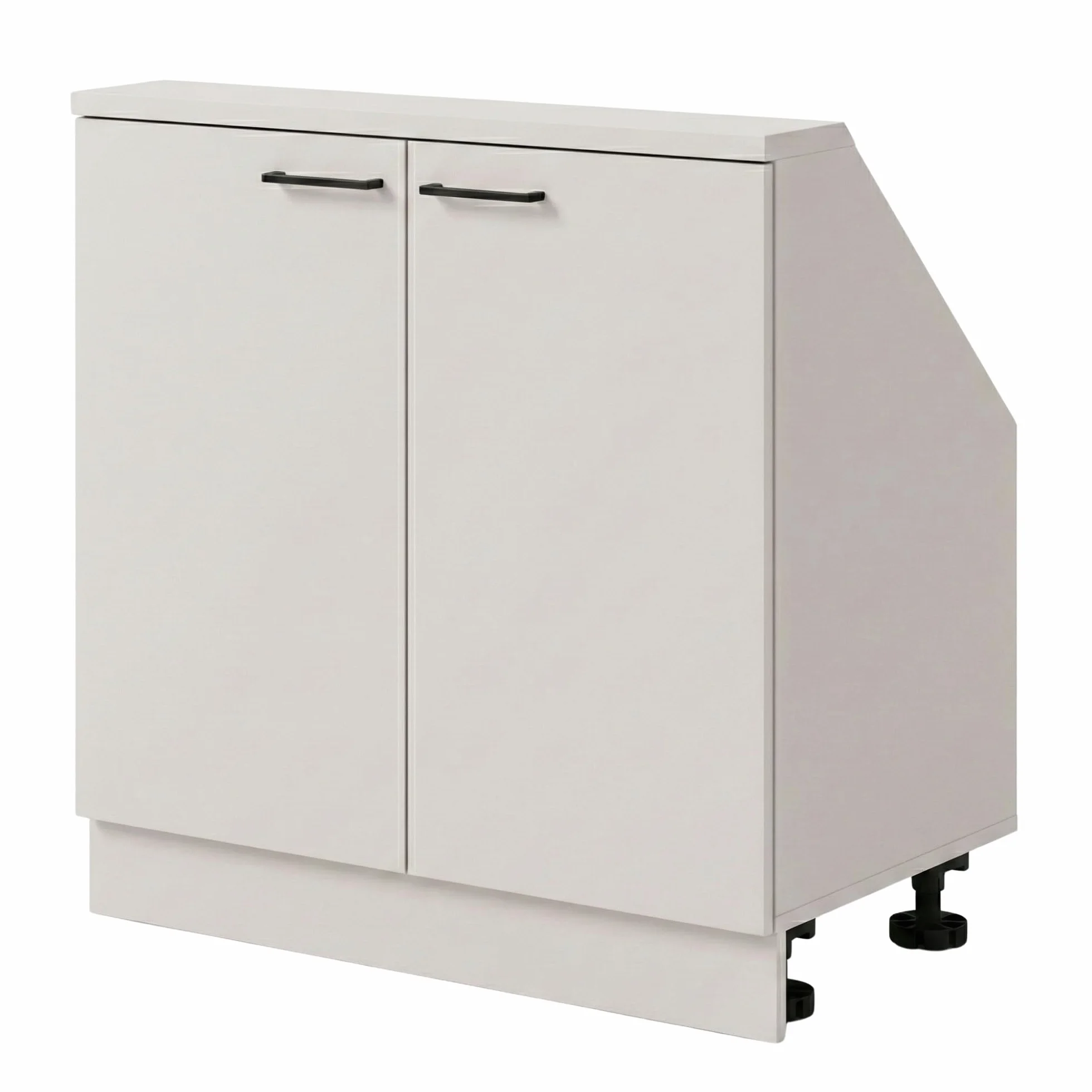 INNOVAHOME Armario Abuhardillado 80cm – Mueble Bajo Tejado con Estructura Maciza de 18mm (Cuerpo y Trasera), Tiradores de Metal y Estante Ajustable – Blanco Glacial
