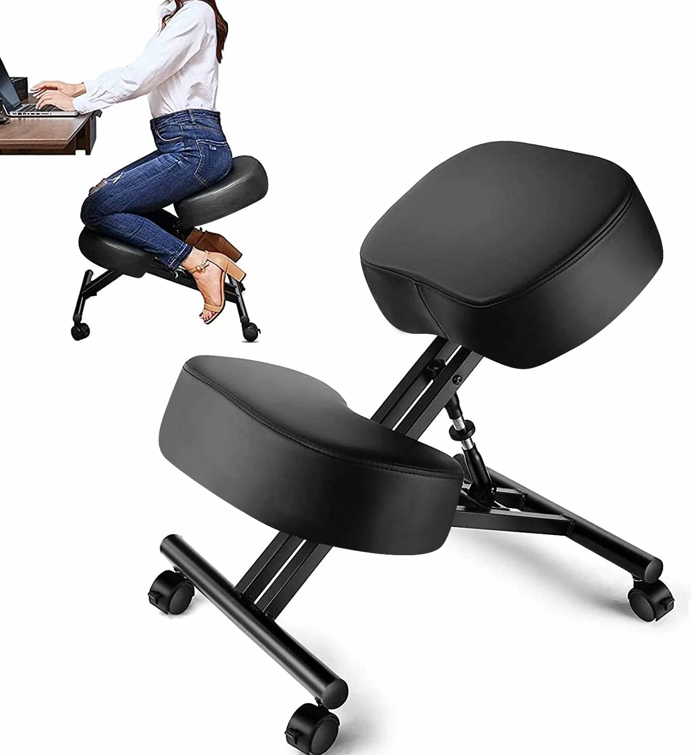 Himimi Silla ergonómica de Rodillas, Taburete para la Rodilla, para Mejorar la Postura, Ajustable, para casa y Oficina