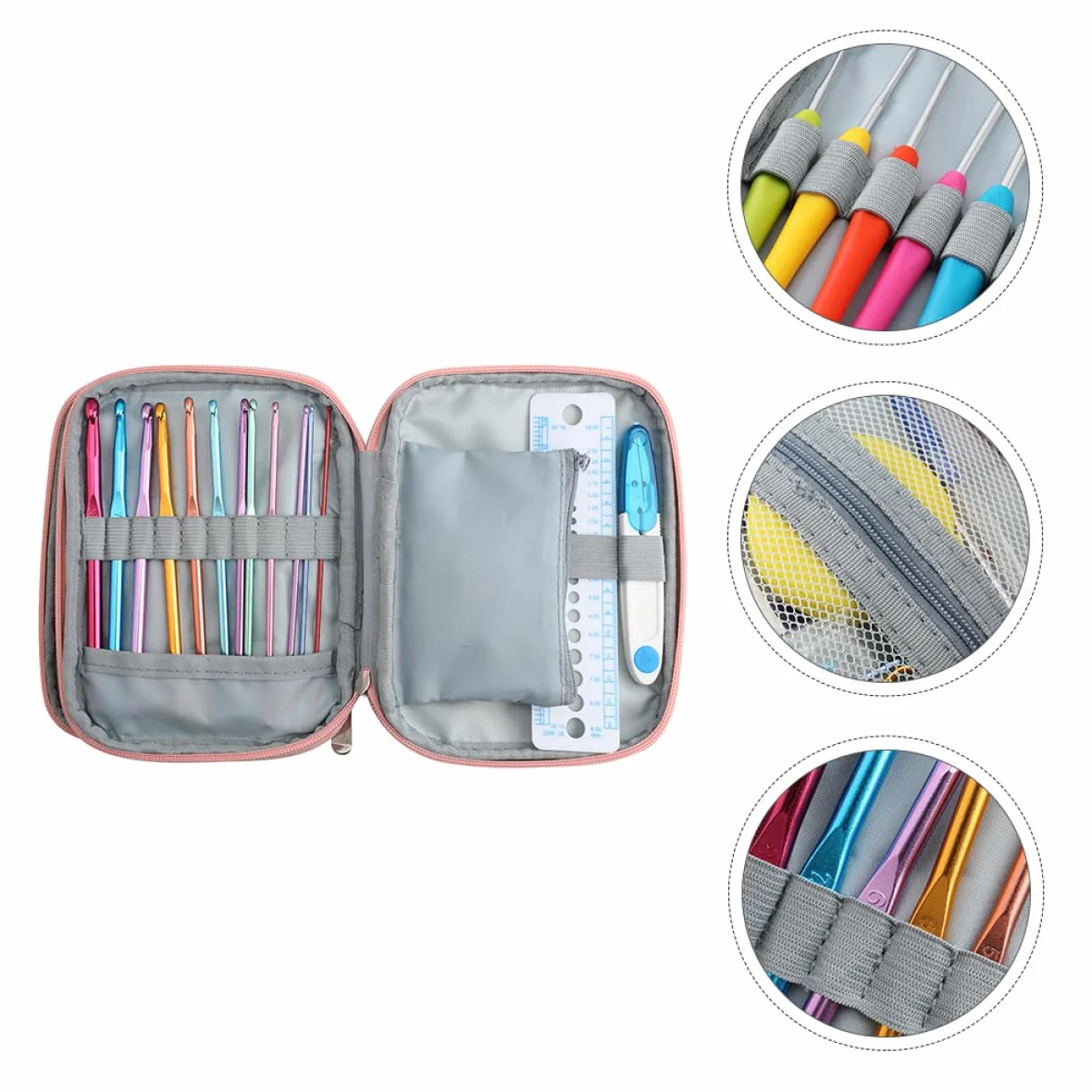 NUOBESTY Kit De Ganchillos Crochet 20 Agujas De Diferentes Tamaños Herramientas Para Tejer
