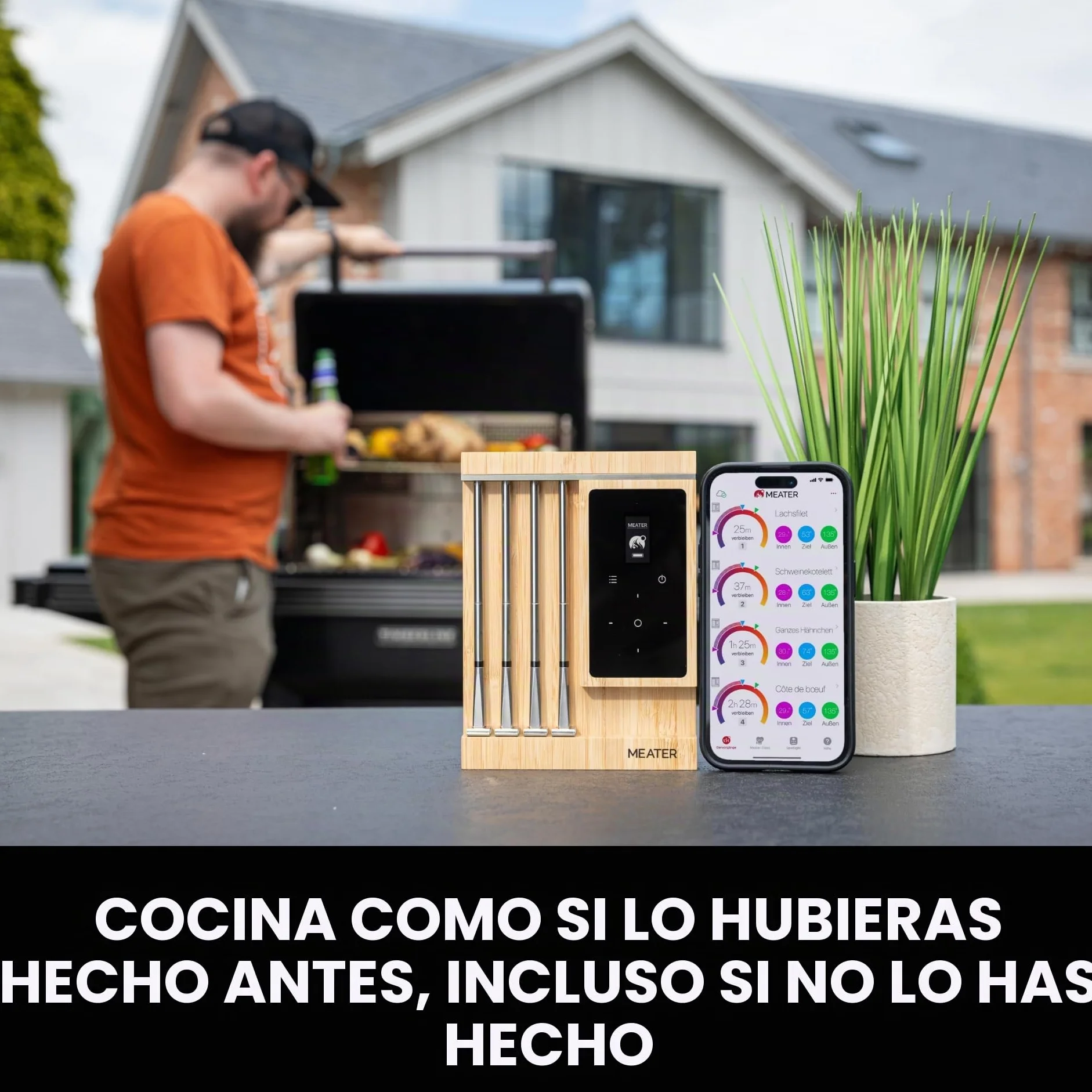 MEATER Pro XL [Nuevo] – El último termómetro inteligente para carne con WiFi y cuatro sondas avanzadas | Barbacoa, horno, parrilla, ahumador, freidora de aire caliente