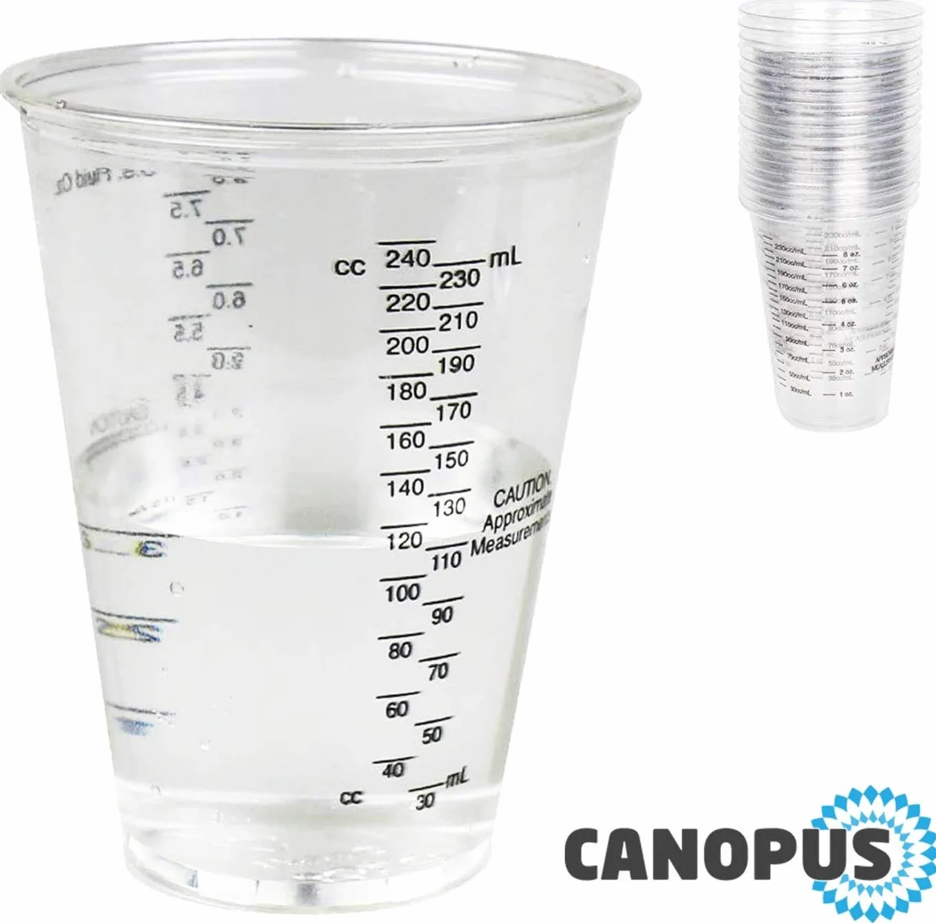 CANOPUS Vasos Medidores Pintura 25PC 300cc Plastico Epoxi Resina