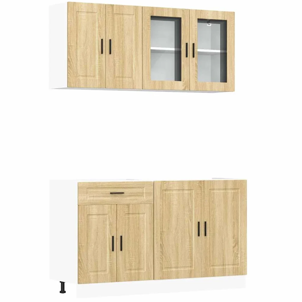 Mueble Cocina Kalmar Roble Sonoma 4 pzas Madera contrachapada