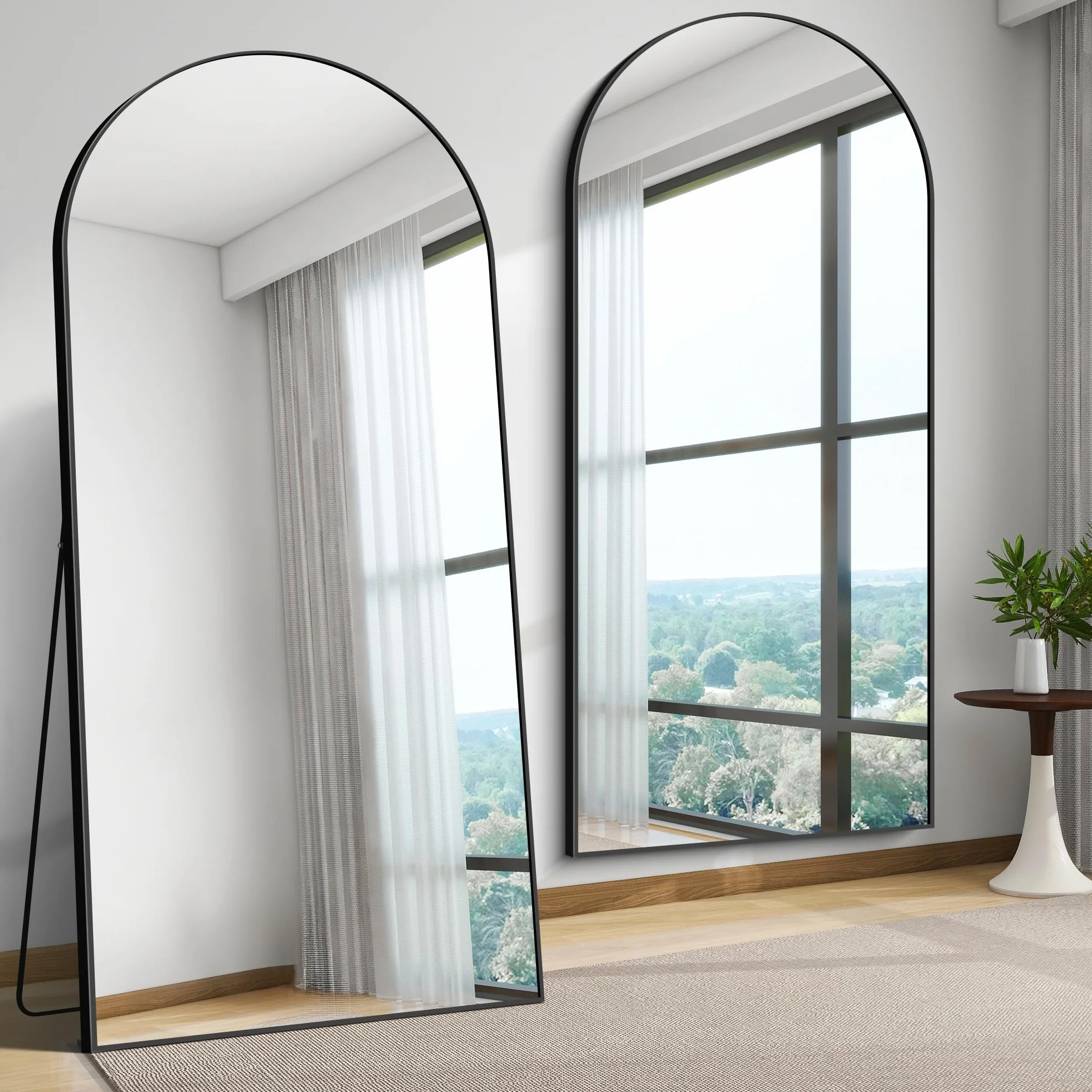 WOLIBEER Espejo Grande de Cuerpo Entero 192 x 85 cm Con Marco de Aluminio Negro - Para Pared o Pie - Ideal Para Dormitorio, Entrada, Pasillo y Decoración