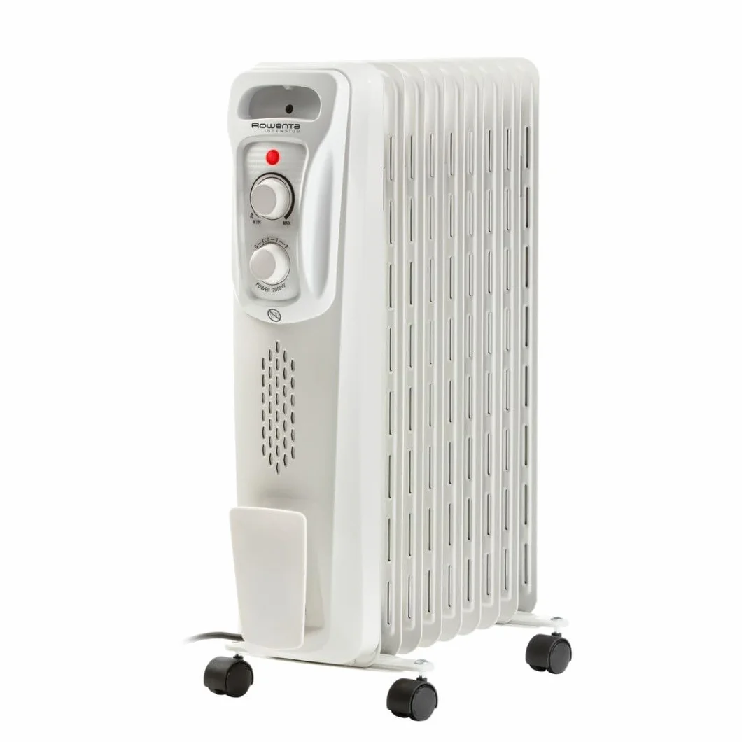 Rowenta Intensium BU2620 - Radiador de aceite, diseño robusto de acero, amplia emisión de calor, silencioso, 2000 W, tres ajustes de potencia y modo Eco, protección antivuelcos y calentamientos