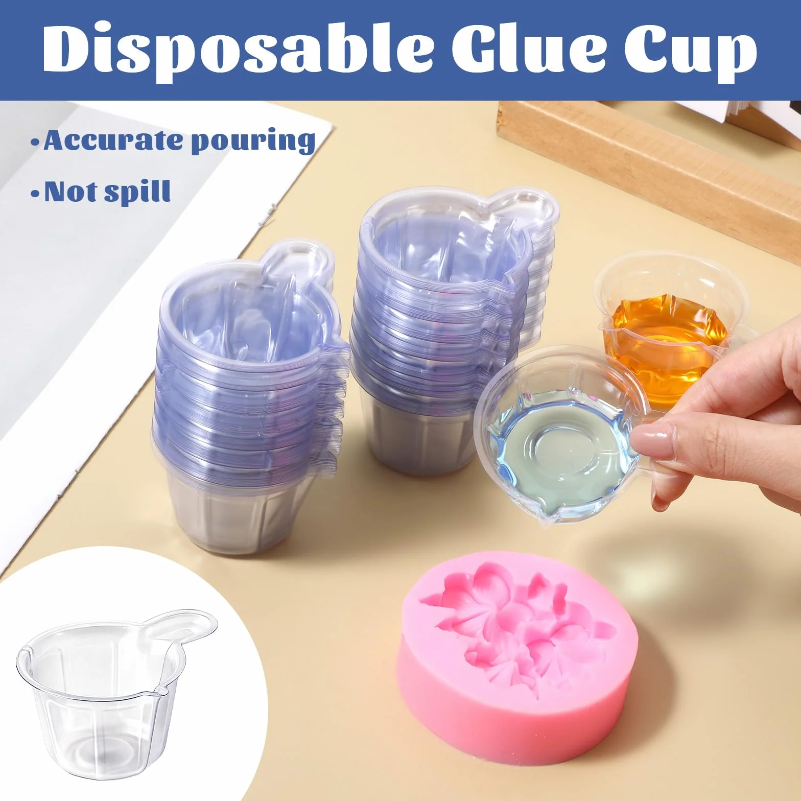 Vasos medidores desechables de plástico 40 ml, transparentes, para mezclar epoxi, 150 piezas
