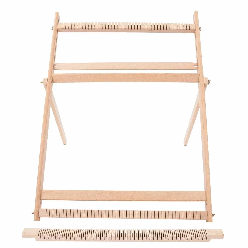 Telares con soporte, Kit de telar multiartesanía Marco de tejido ajustable Bufanda de madera maciza DIY Loom máquina de coser, para adultos