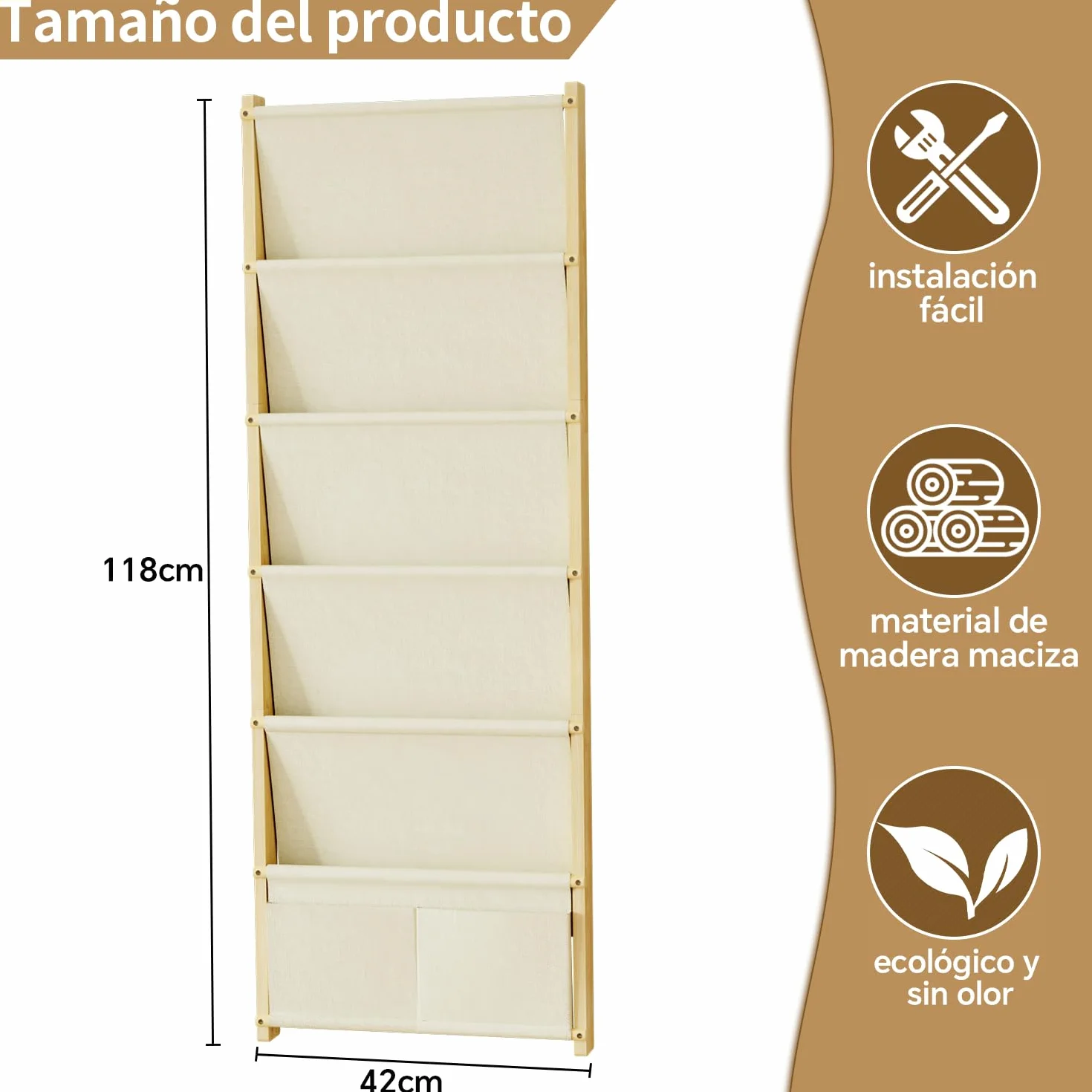 Estantería Infantil 6 Pisos Montessori Pared para Libros