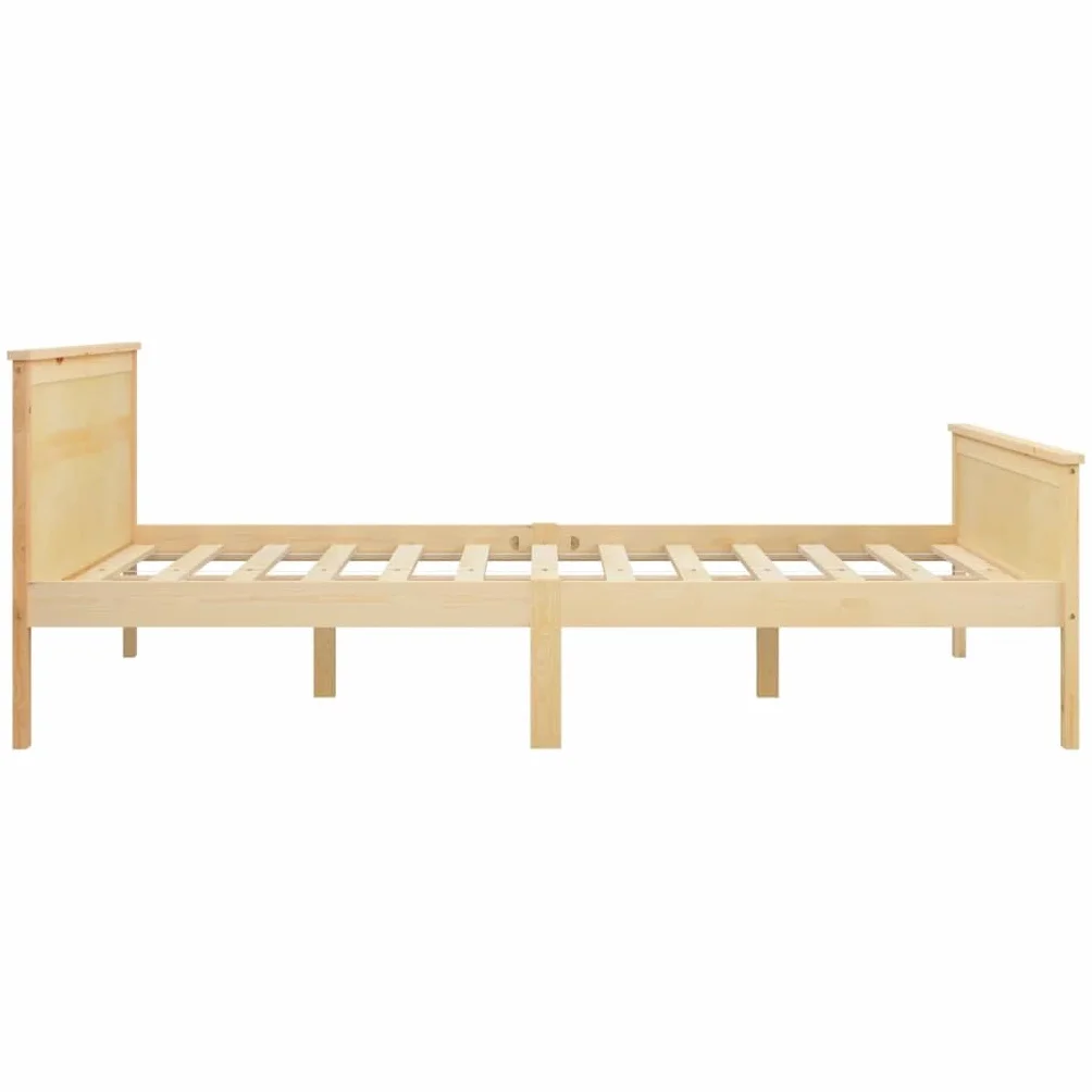Marco de cama de madera maciza para dormitorio, 120 x 200 cm, madera de pino natural, plataforma estable con cabecero para adultos, jóvenes, muebles robustos sin colchón