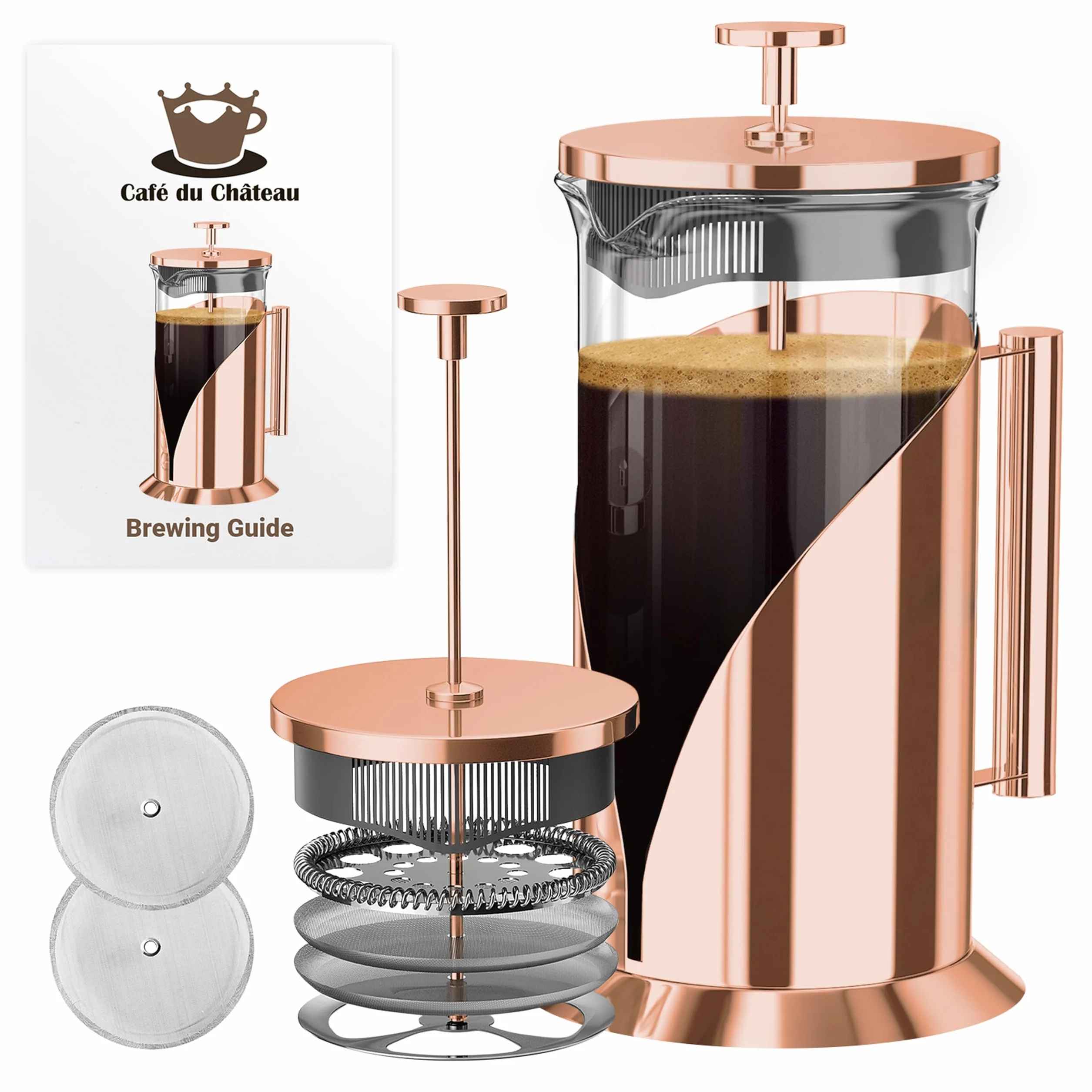 Cafe Du Chateau Prensa francesa, oro rosa