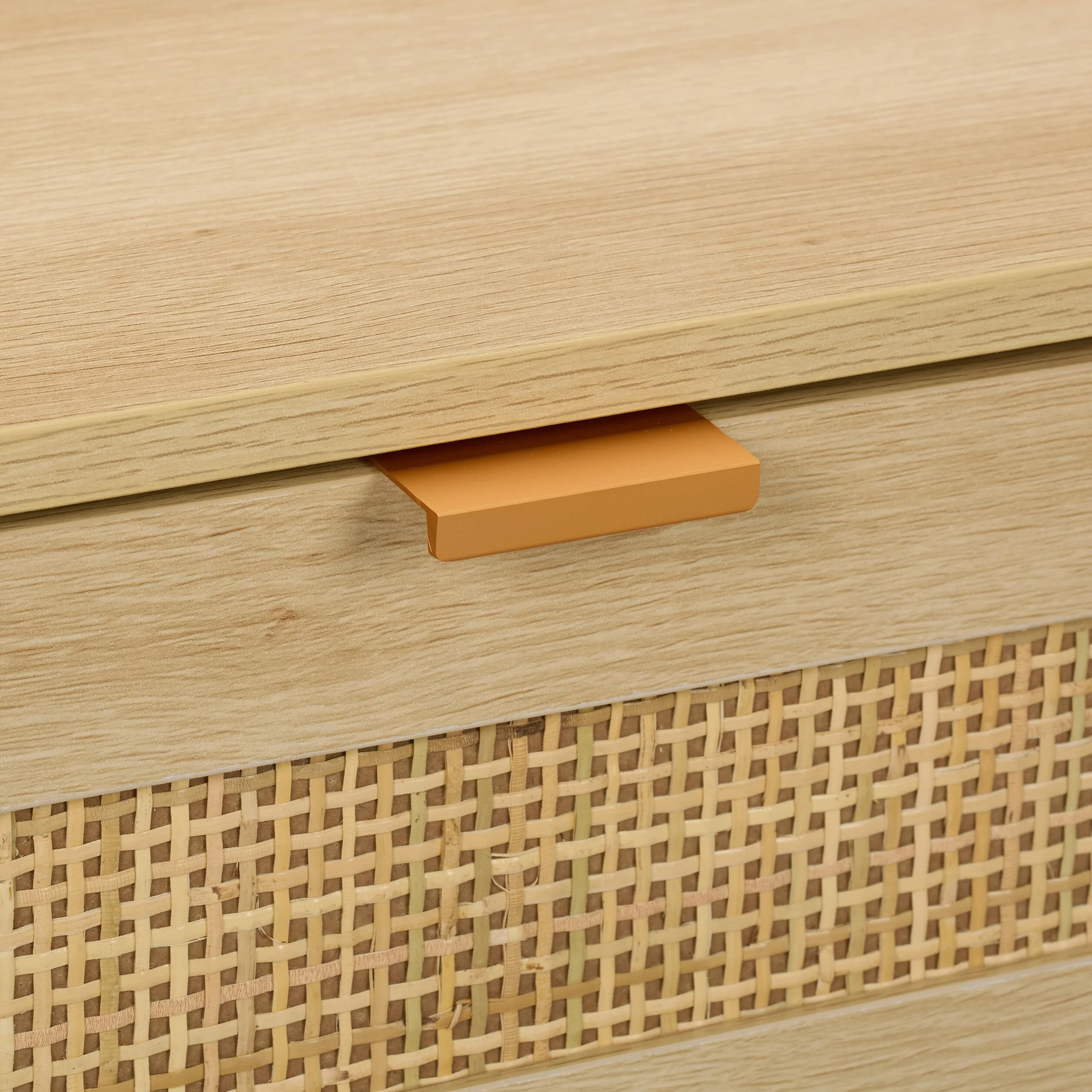 Relaxdays Mesita de Noche, Cajones, Set de 2, Estilo Ratán, Mesilla Dormitorio Efecto Madera, 55 x 40 x 41,5 cm, Natural | Mesita de noche, 2 cajones, 55 x 40 x 41,5 cm, dormitorio