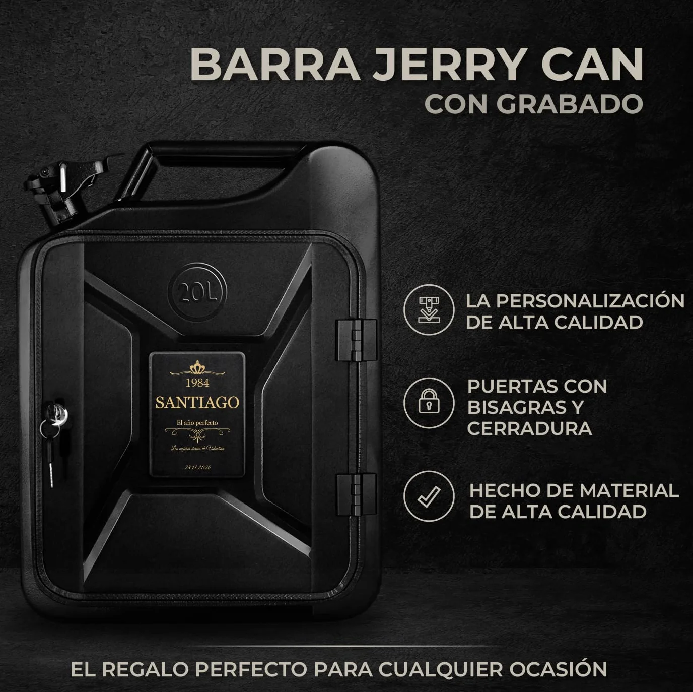 Maverton Whisky Mini Bar Cabinet 20 l - Gabinete de Bar Personalizado con Clave - Compacto para Viajes- Regalos Originales para Hombre Padre Amigo Abuelo Marido Jefe Día del Padre