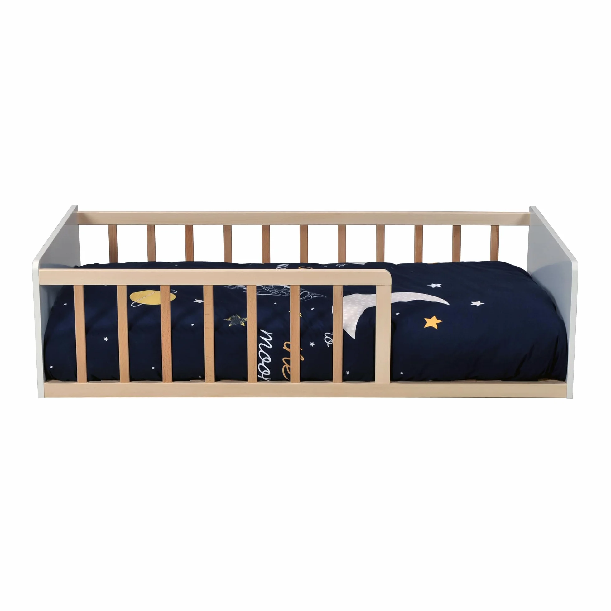 Weber Industries Cama Pilou 70 x 140 + somier, Blanco y Natural