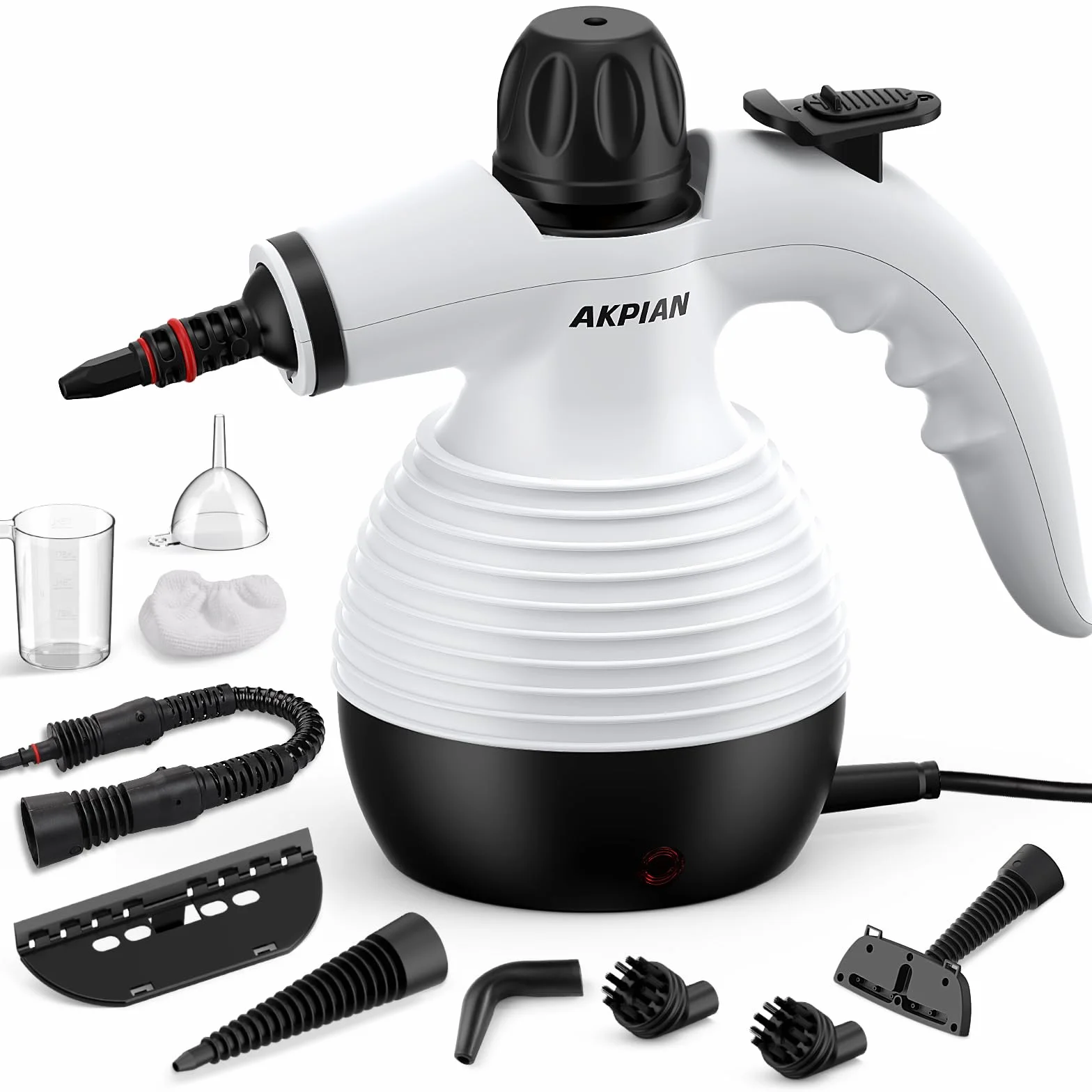 Limpiador a vapor de mano, limpiador de vapor portátil multiusos con cerradura de seguridad y kit de accesorios de 10 piezas para eliminar la suciedad, la grasa