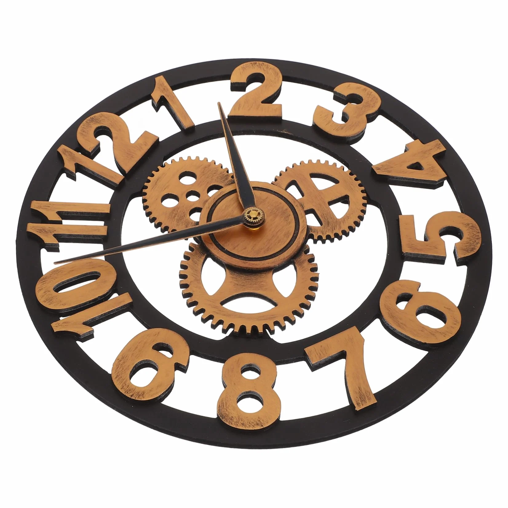 Cabilock Reloj de Pared Decorativo Industrial de Madera Engranajes, Silencioso y Fácil de Limpiar, Adecuado para Hogar u Oficina