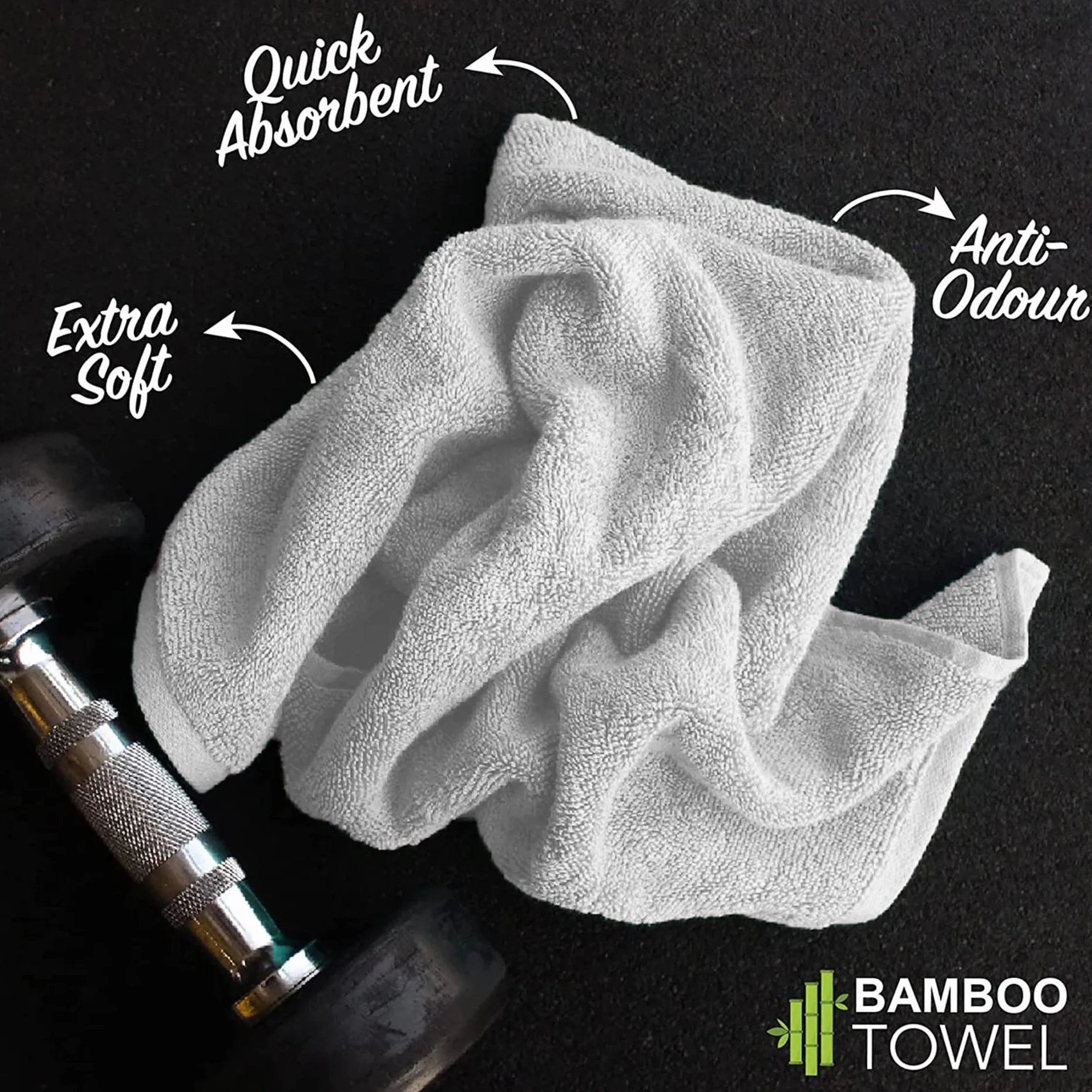 HEELIUM Toalla de baño de bambú, ultra absorbente, 3 veces más suave que las toallas de algodón, 140 x 70 cm, 600 g/m², paquete de 1, color gris claro