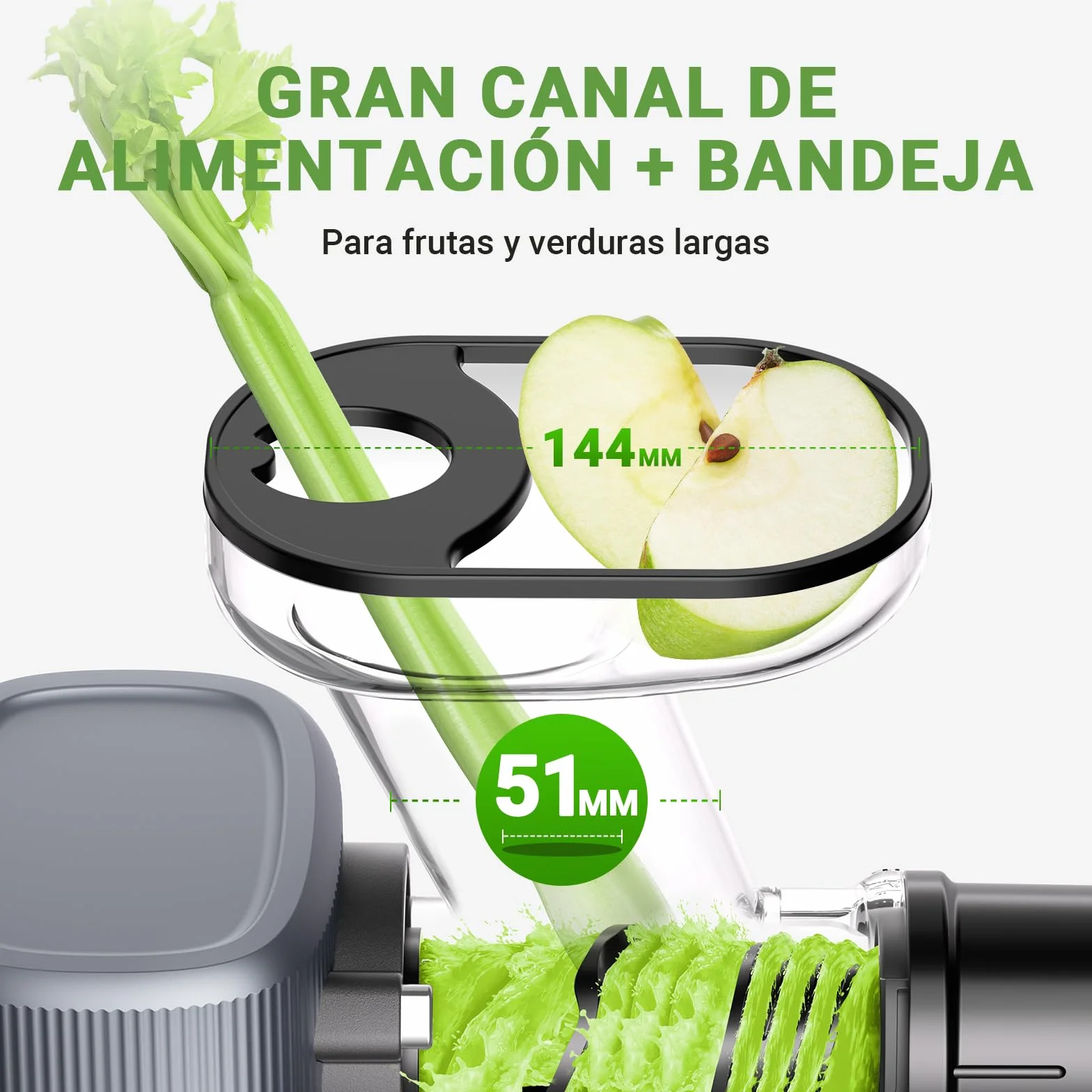 AMZCHEF Juicer Compacto Extractor Zumos Masticación Inversa Alta Tecnología Gris