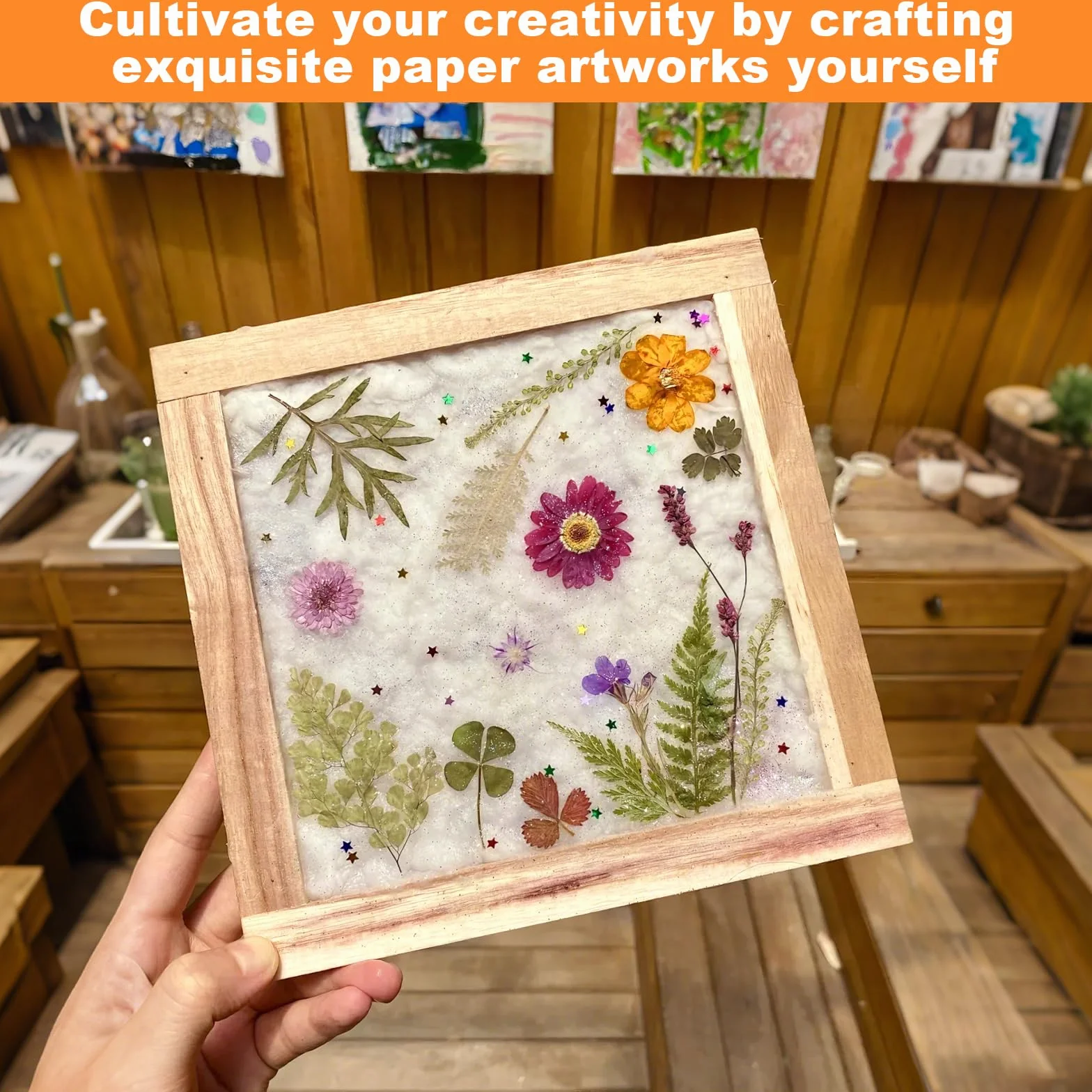 Set de 3 marcos para fabricación de papel en madera con bastidor y tamiz herramienta DIY reciclado