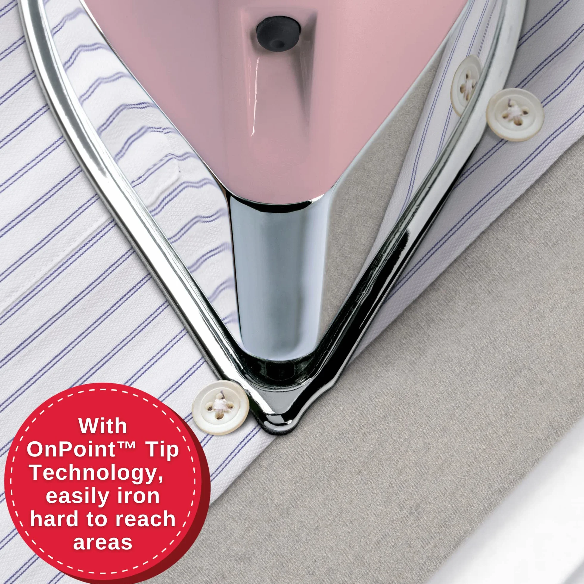 SINGER SteamCraft Steam Iron (1700W) | Steamer with Stainless Steel Plate, OnPoint Precision Tip for Hard-to-Reach Areas, Vertical Steam, Auto Shutoff & 300ml Tank Capacity – Pink