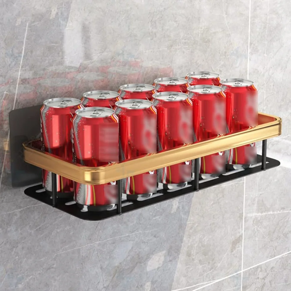 Cesta de ducha Estante de baño Cesta de ducha, Adhesivo de ventosa sin perforaciones en la pared, Soporte de champú para inodoro de aluminio dorado negro, Estante organizador de cocina Almacenamiento