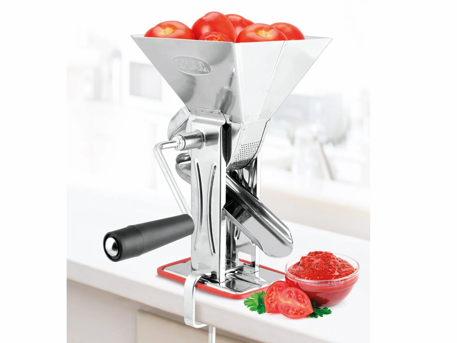 Home Marzano Triturador de Tomate Manual, Gris, 18 x 23 x 29,5 Cm