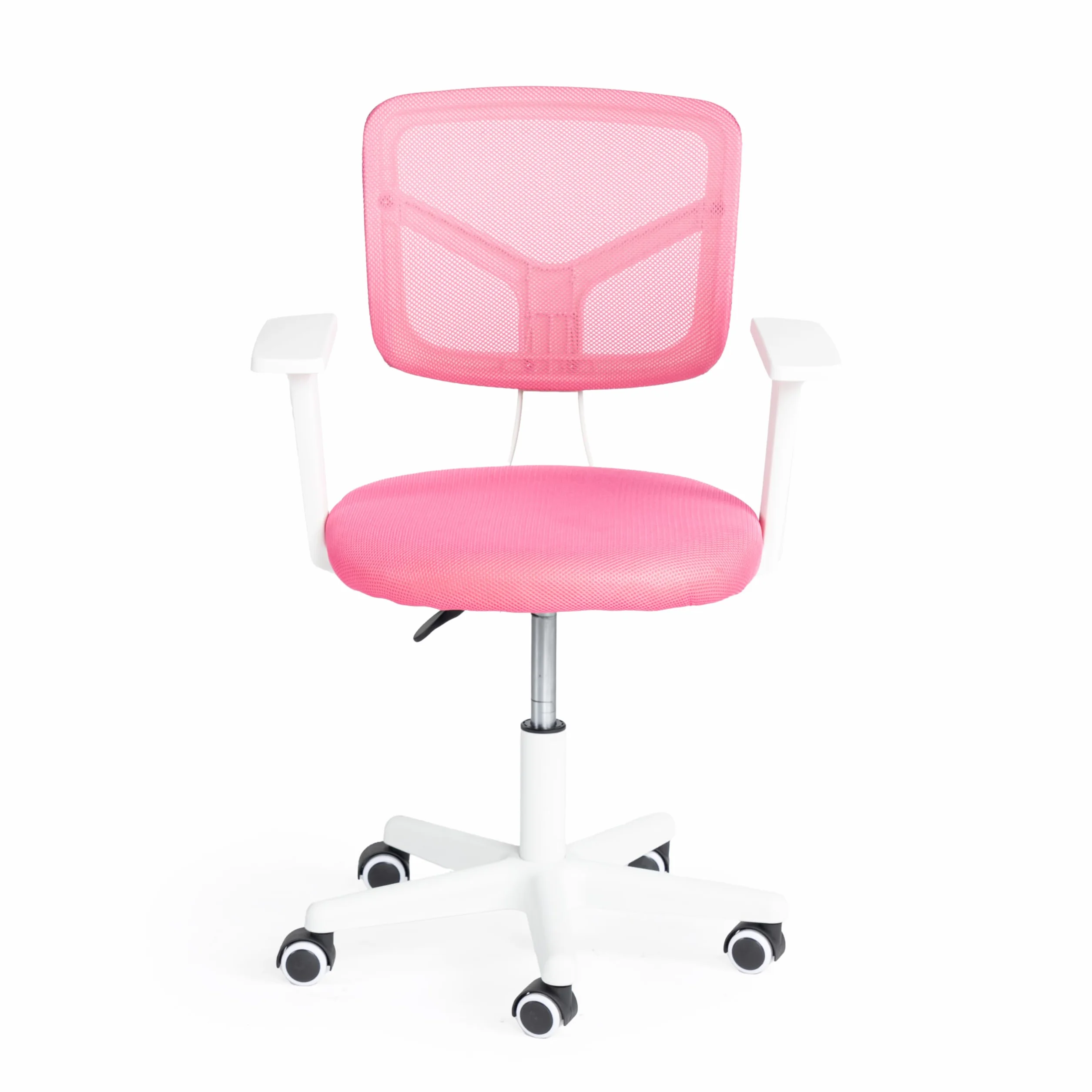 FurnitureR Home - Escritorio de Ordenador para jóvenes/Adolescentes con Malla Transpirable, giratoria Silla de Estudio Ajustable en Altura con apoyabrazos, Rosa, Metal, 50 x 53 x 87 cm