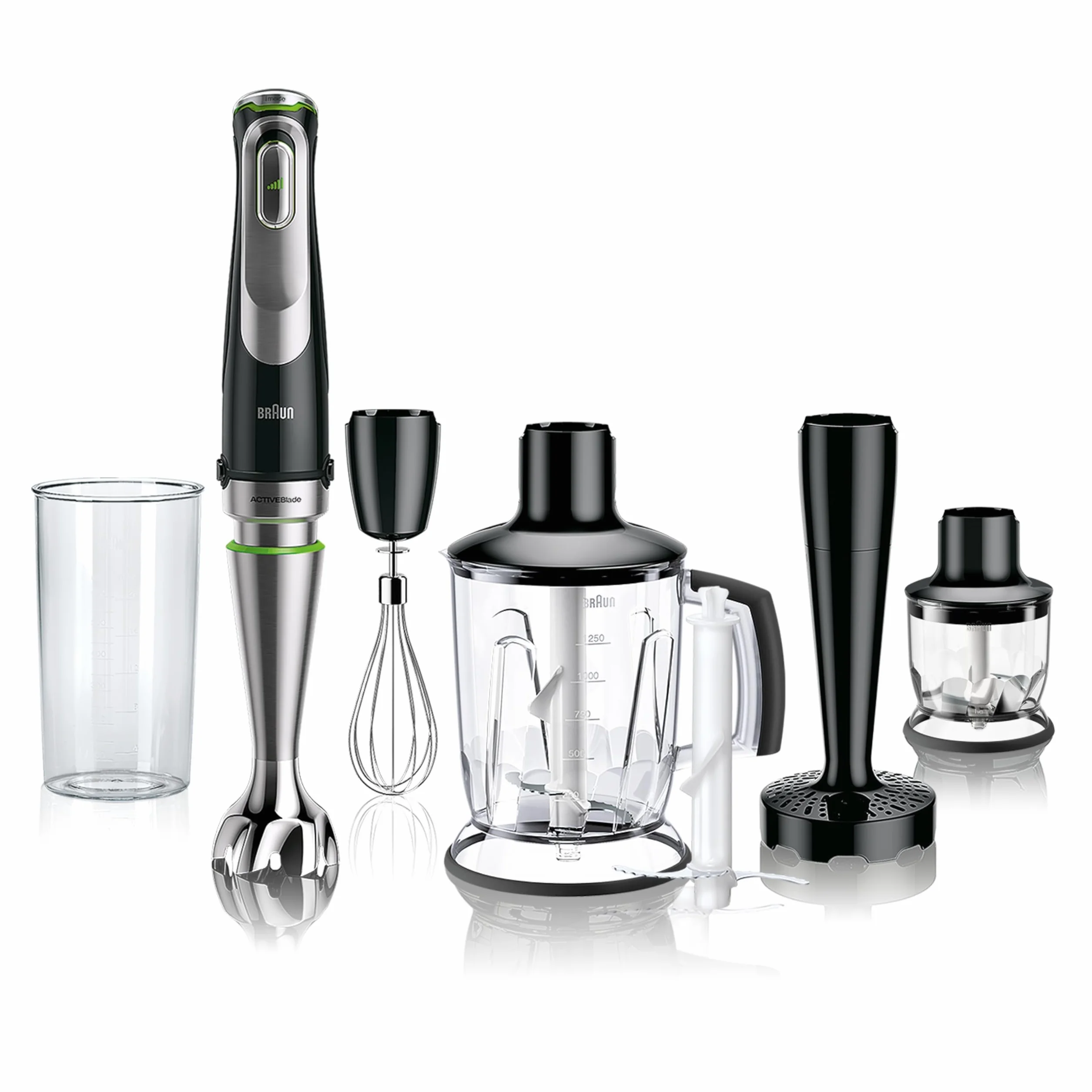 Braun Minipimer 9 - Batidora de Mano con Tecnología Anti Splash, Selección Precisa de Velocidad, Active PowerDrive para Resultados Suaves, Jarra Batidora, Picadora, Vaso 600mL, 1200W, Negro (MQ9147X)