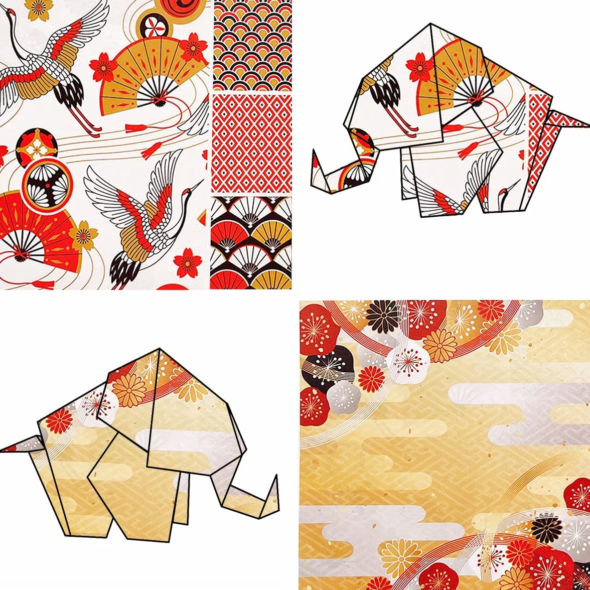 Papel origami japonés 15x15cm doble cara 50 hojas 10 diseños